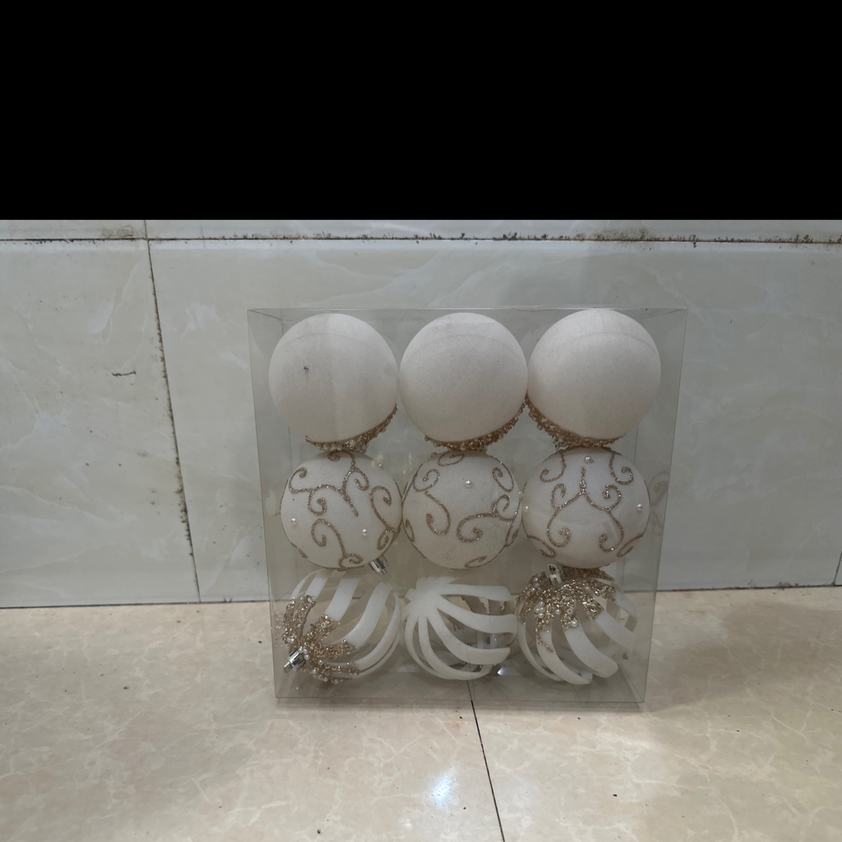 圣诞用品 挂件 挂饰 8CM圣诞球 白色加手绘