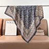 The 2025 new retro patterned silk and wool square scarf is fashionable and simple. It is a soft and easy-to-match square scarf for commuting Item Picture