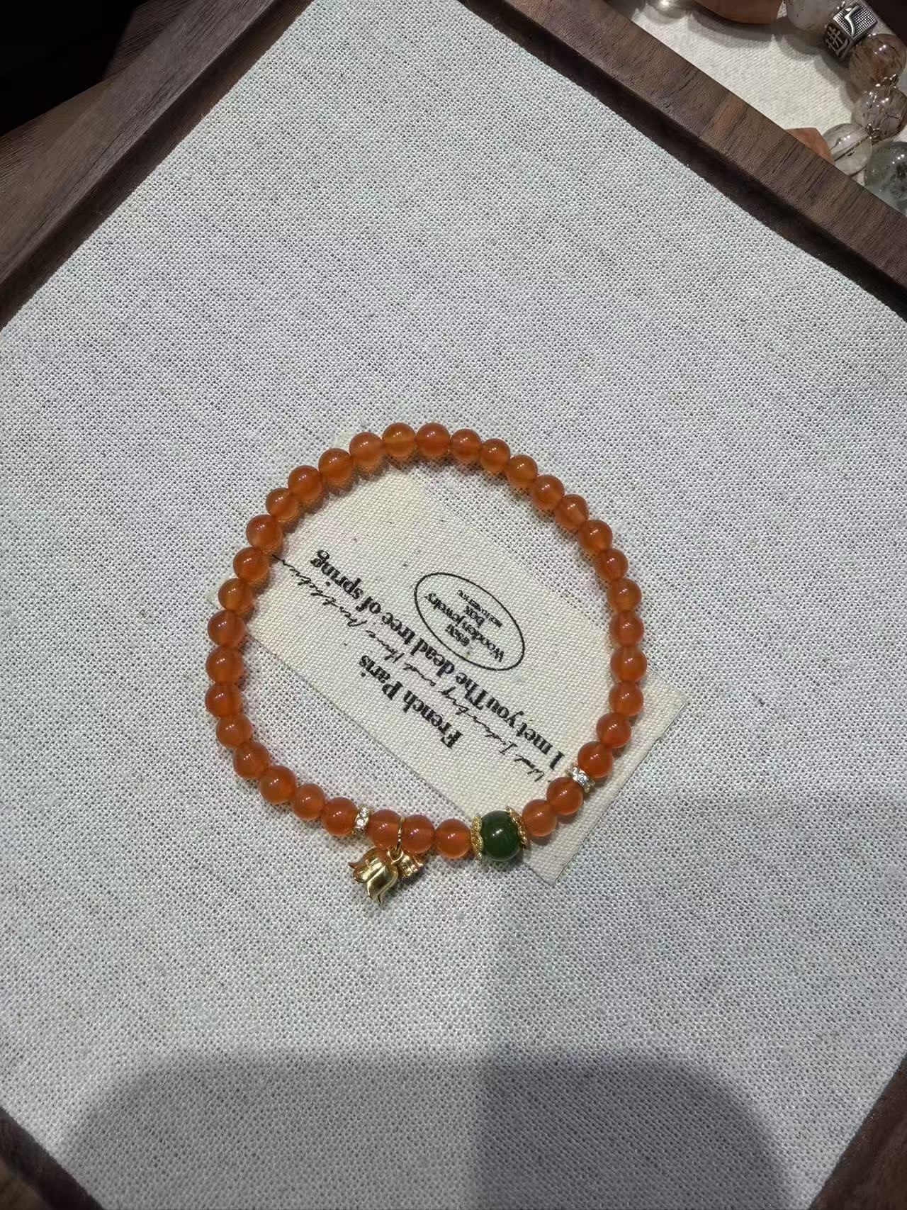 冰南红银镶手串详情图2