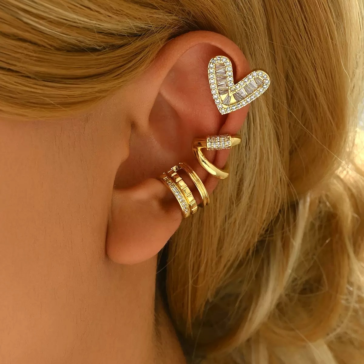 爱心耳夹耳骨夹几何套装配件时尚百搭舒适耳饰装饰品