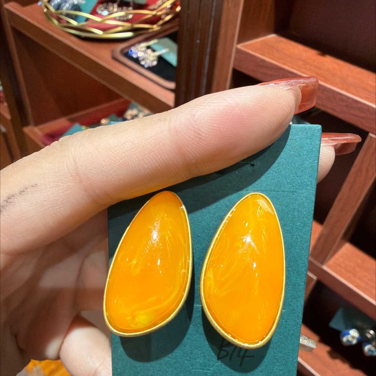 新款925银针中古时尚耳钉简约天然石耳扣女气质百搭耳饰品配饰