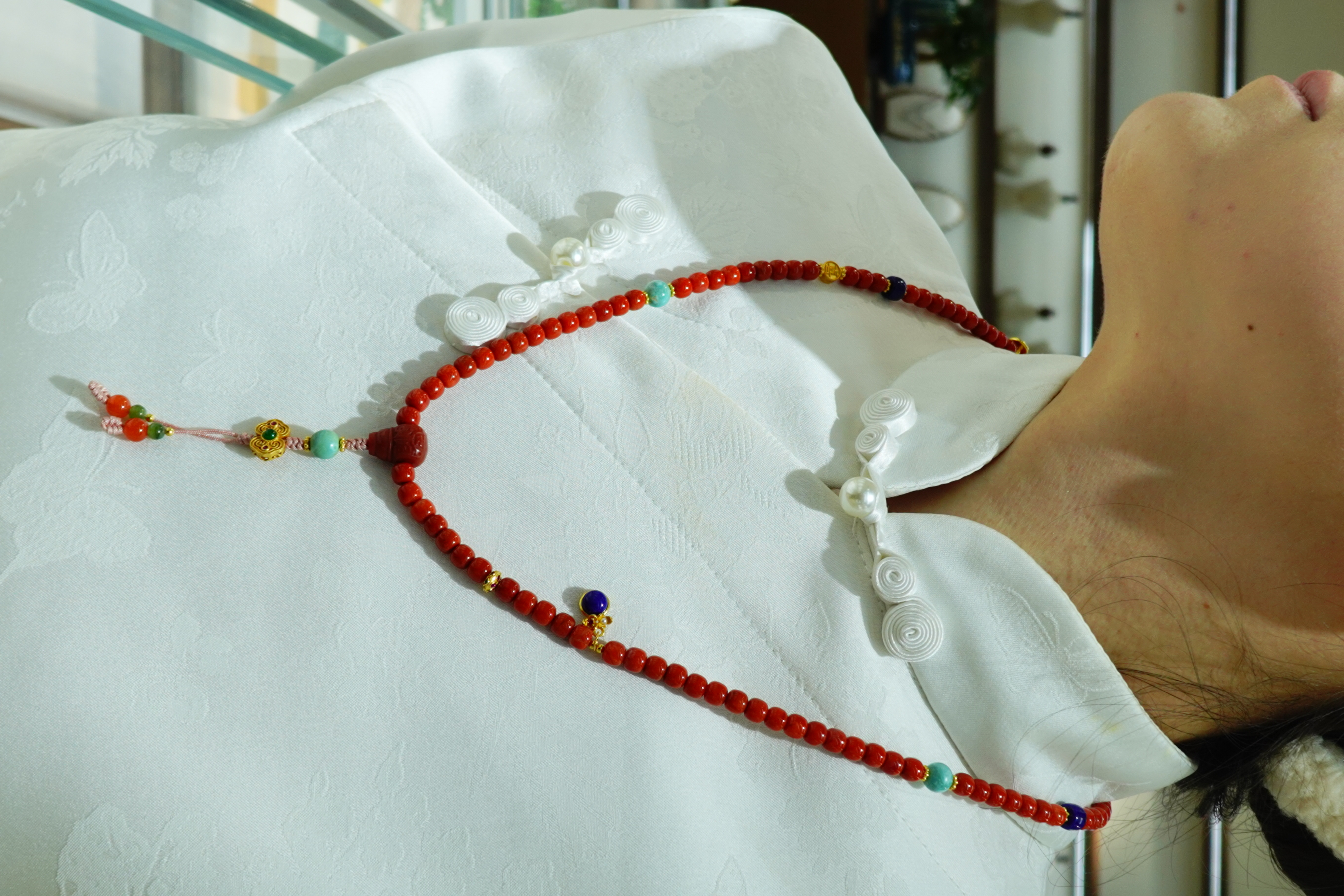 【一妃聚宝】南红项链纯手工DIY手链手串设计108颗原创设计毛衣链详情图6