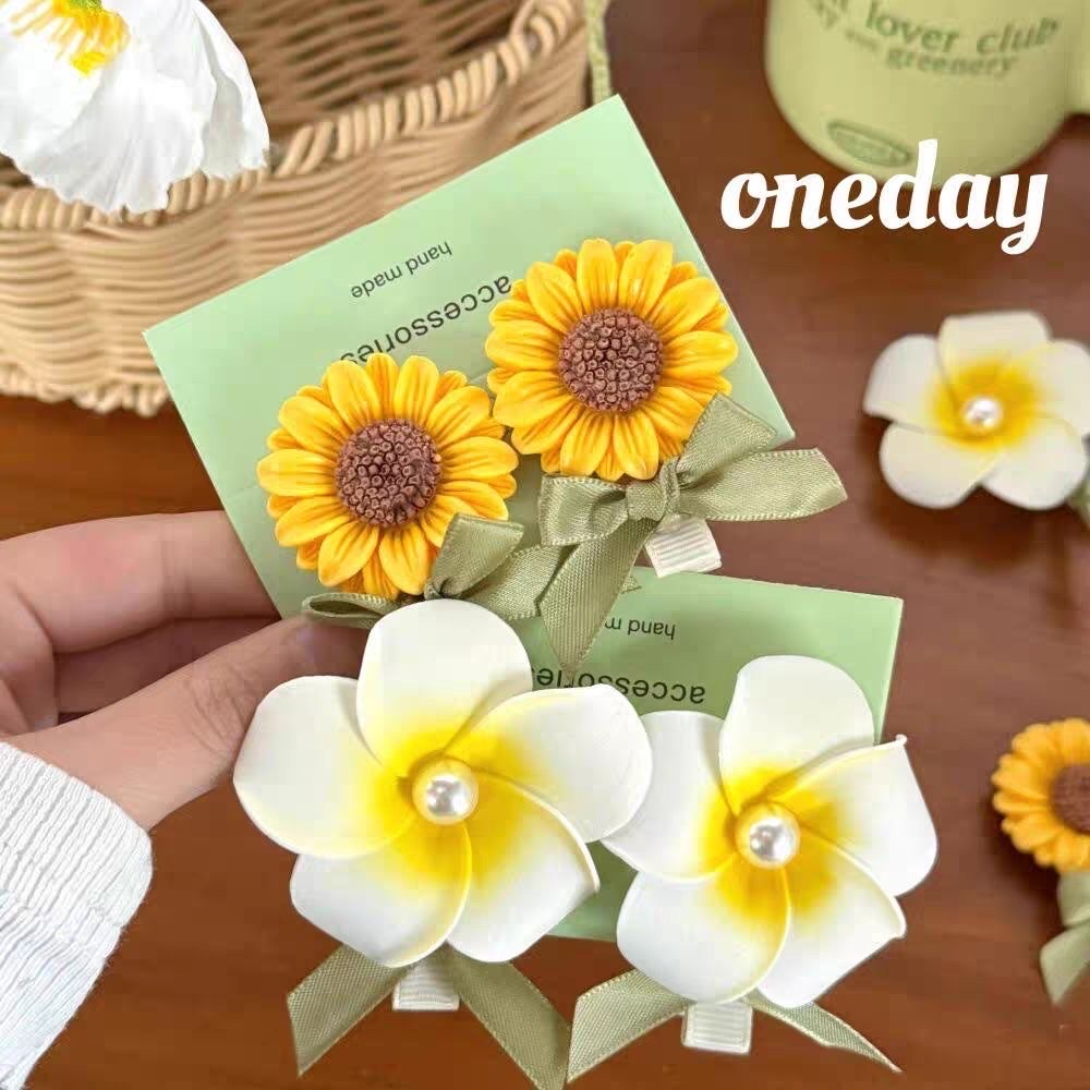 可爱向日葵鸡蛋花发夹发饰趣味小清新甜美少女侧边鸭嘴夹儿童发卡发夹