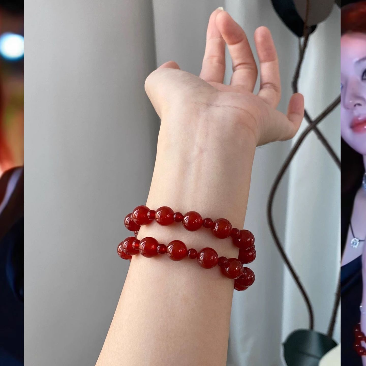【 Xu Yan's Same Style 】 Lingyue Pavilion High Appearance Level Ice-type Red Agate Double Ring Bracelet, High-end Gift for Best Friends Application Scenario