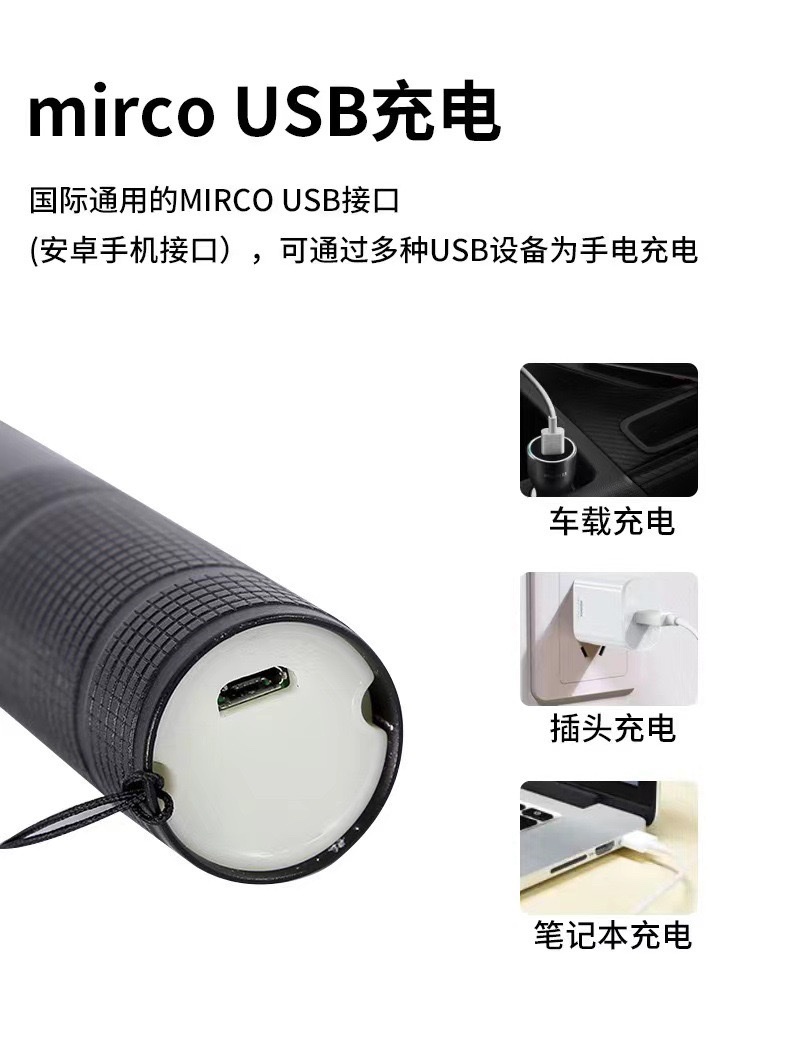 跨境求生消防救援应急多功能强光远射安全锤LED可充电户外手电详情图6