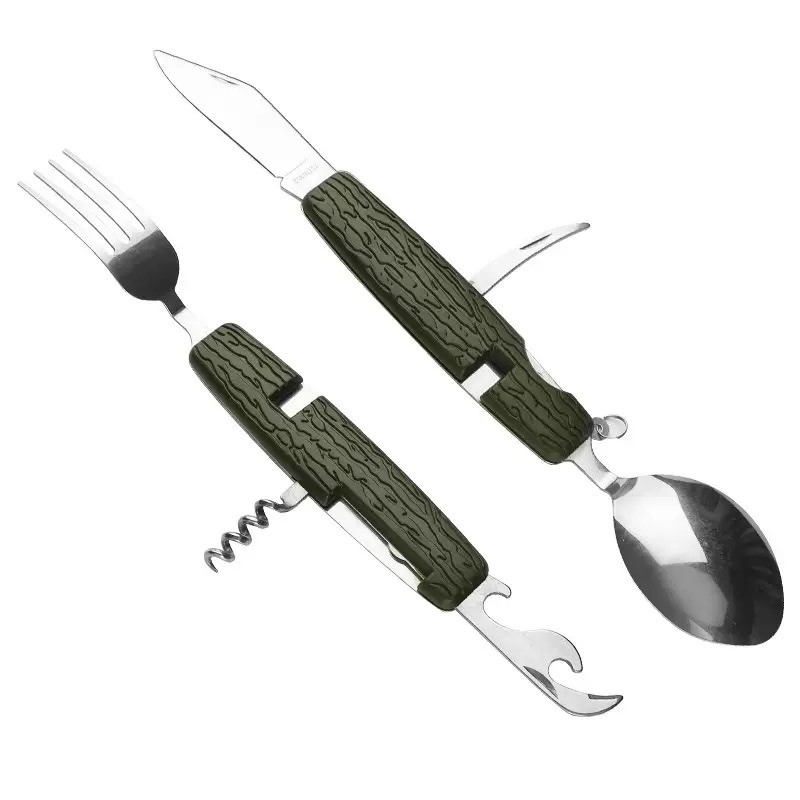 【厂家直销】6开多功能组合多用刀具餐具 户外野营可拆折叠刀叉勺 详情图3
