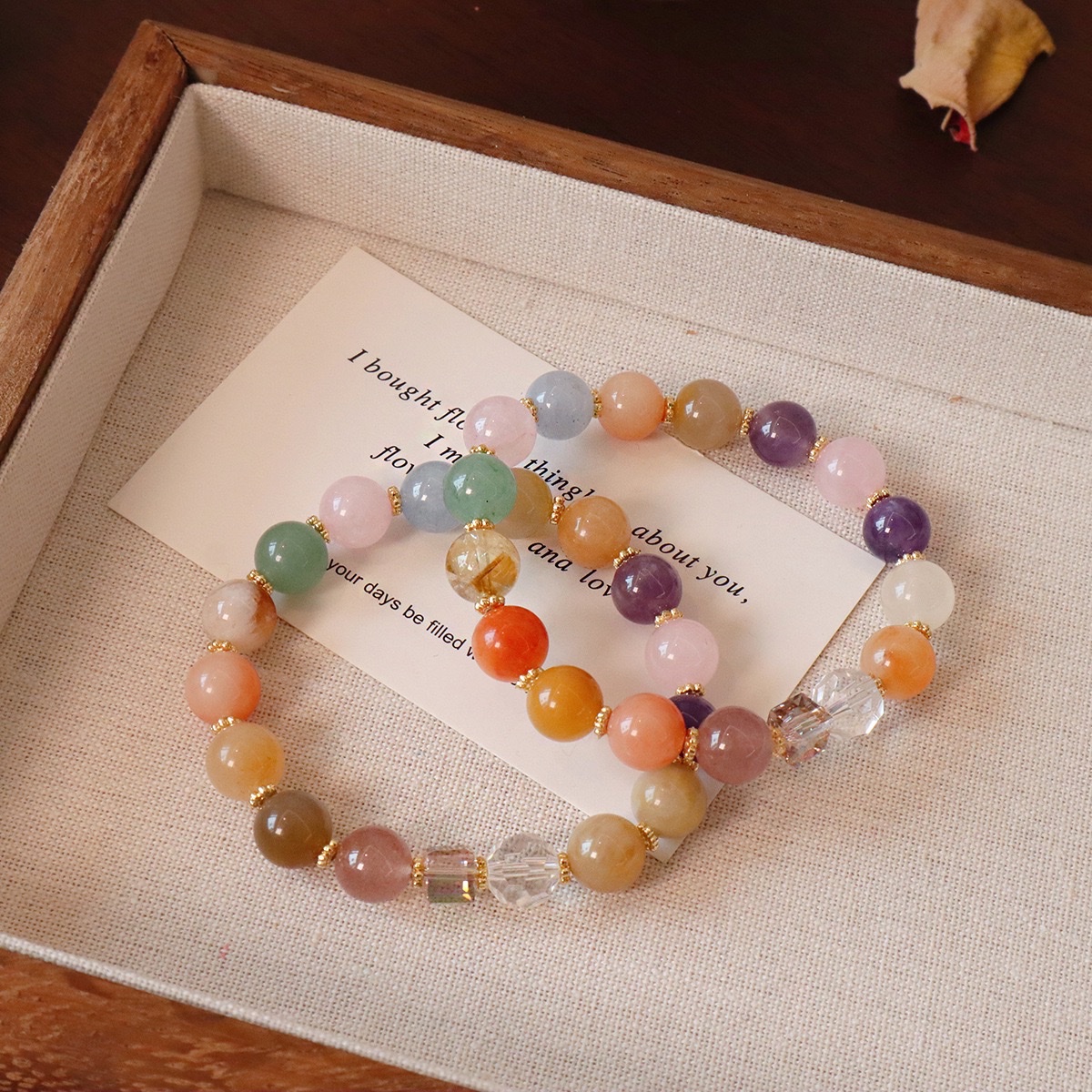 天然水晶手链多宝彩色串珠手串女高级感金比玉百搭简约时尚手串产品图