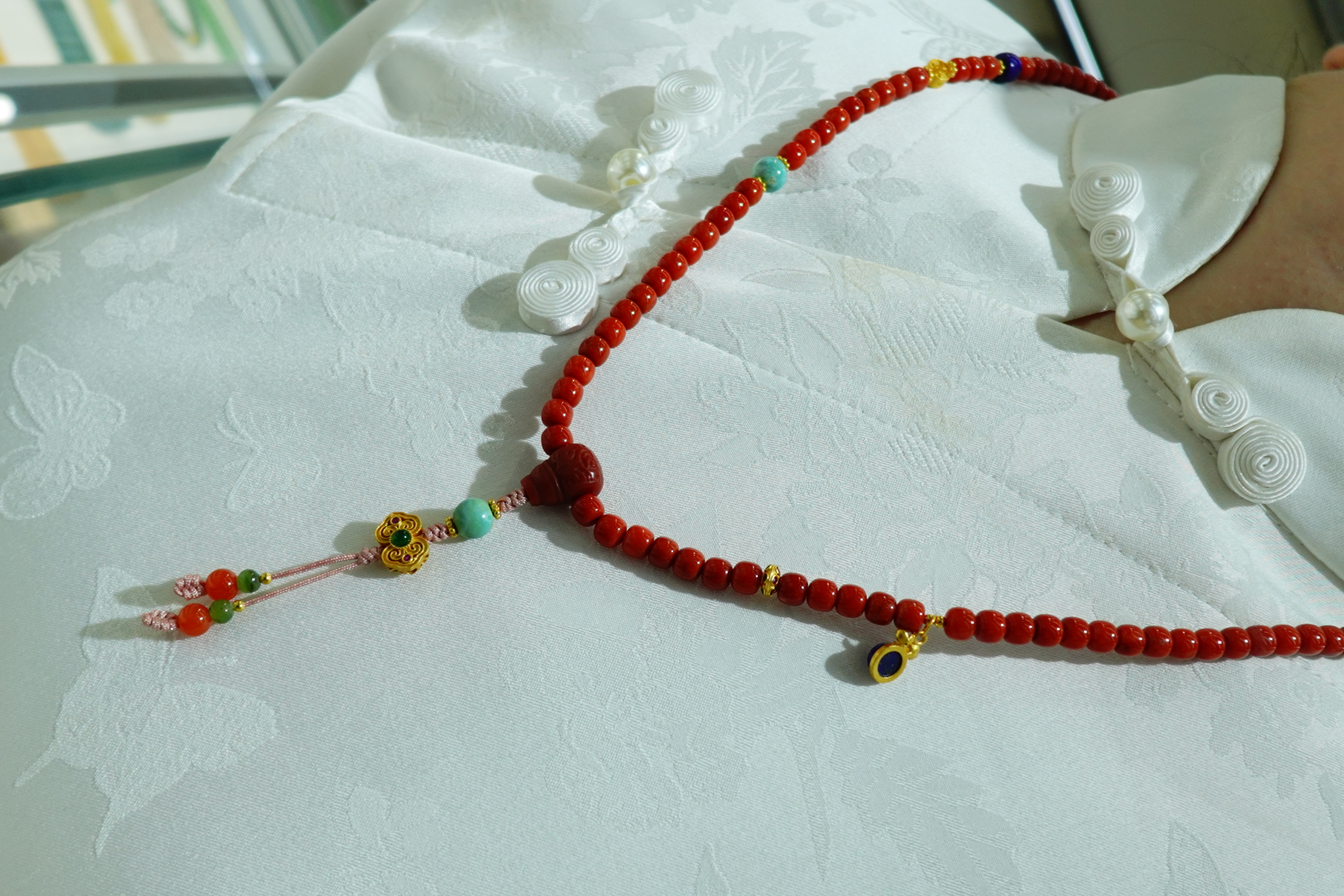 【一妃聚宝】南红项链纯手工DIY手链手串设计108颗原创设计毛衣链详情图5