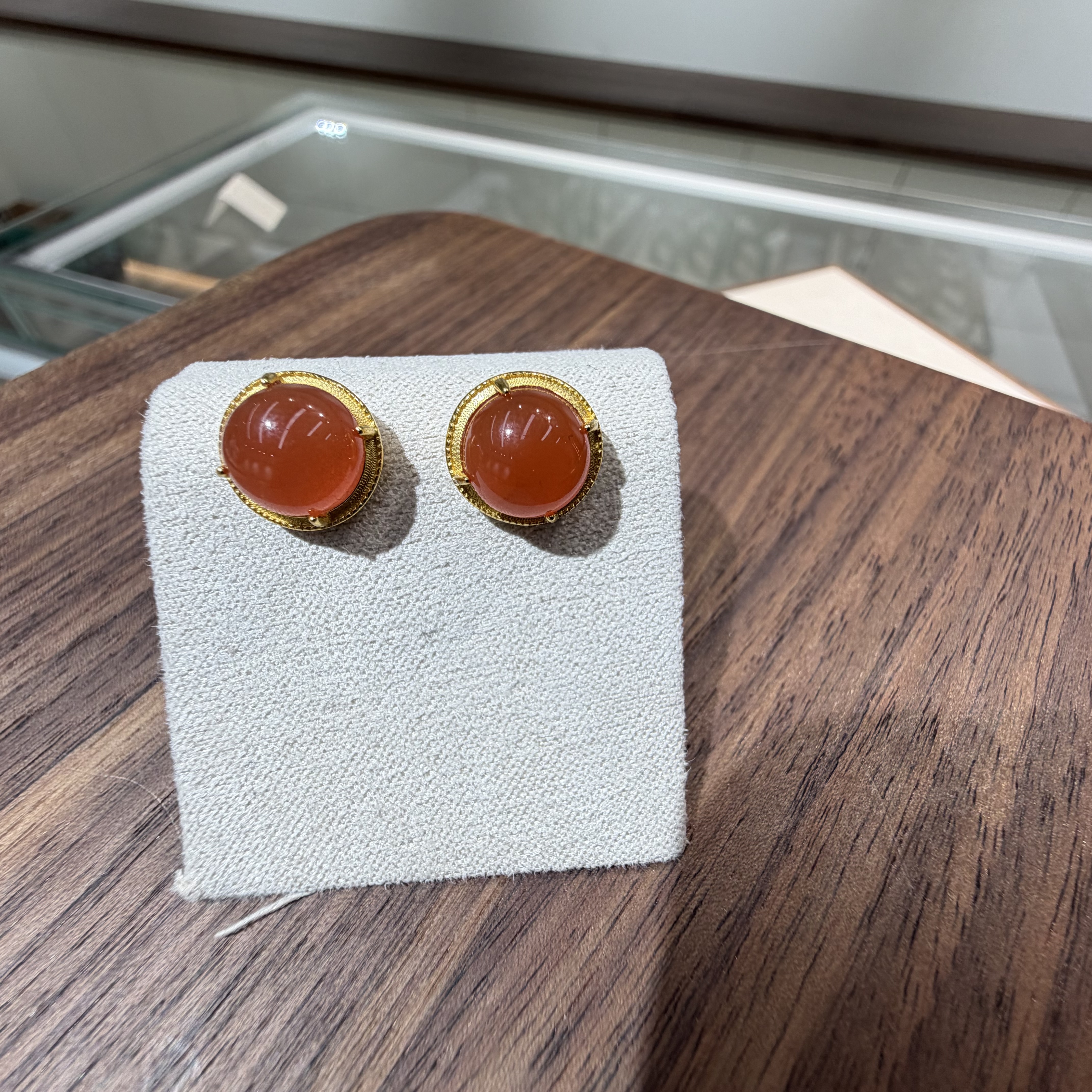 【一妃聚宝】小众设计感南红耳钉女银饰不过敏耳环冰南红高级感耳饰女详情图2