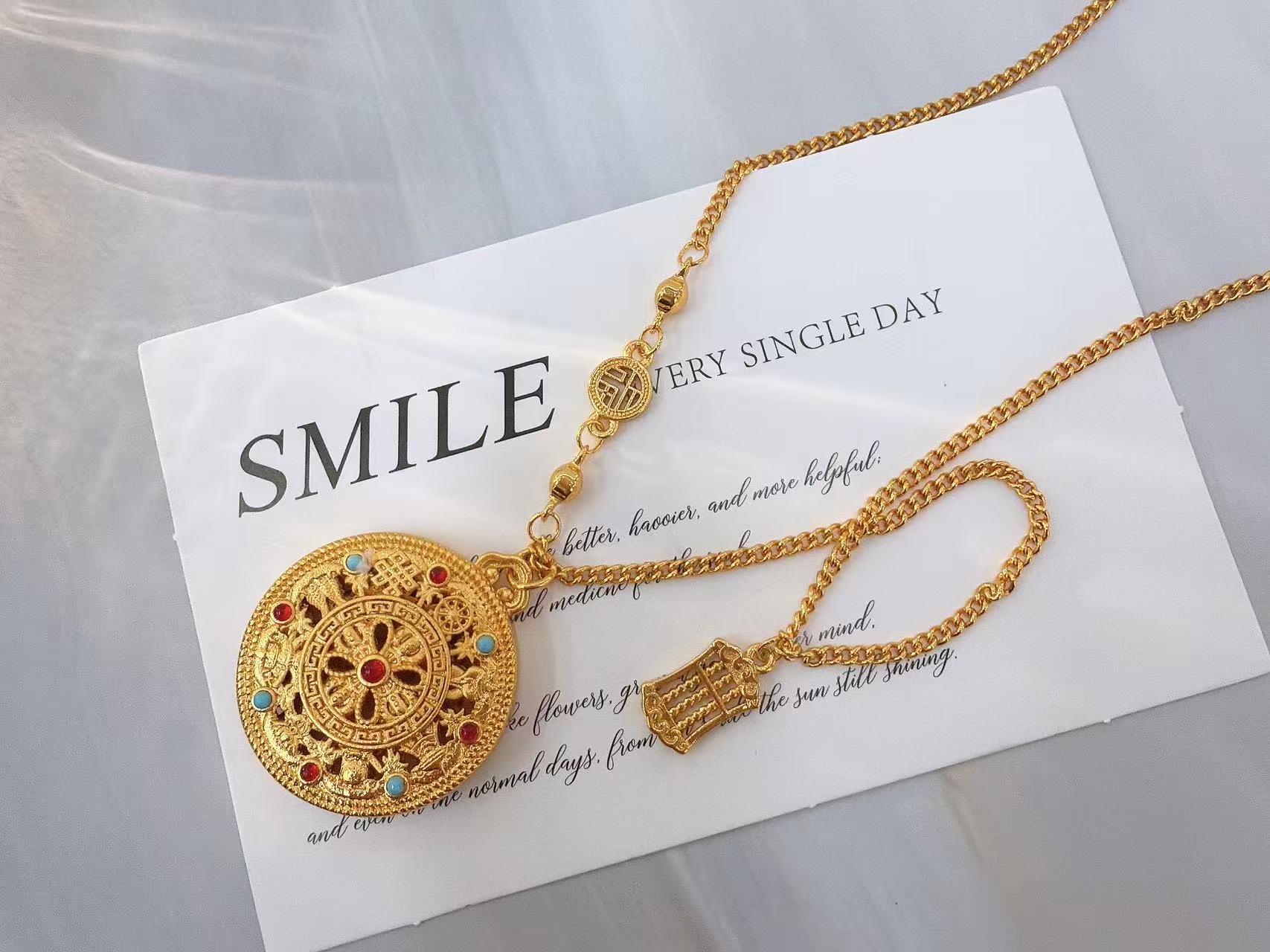 链条工艺链条国风沙金项链 时尚首饰项链，电镀沙金真金项链详情图5