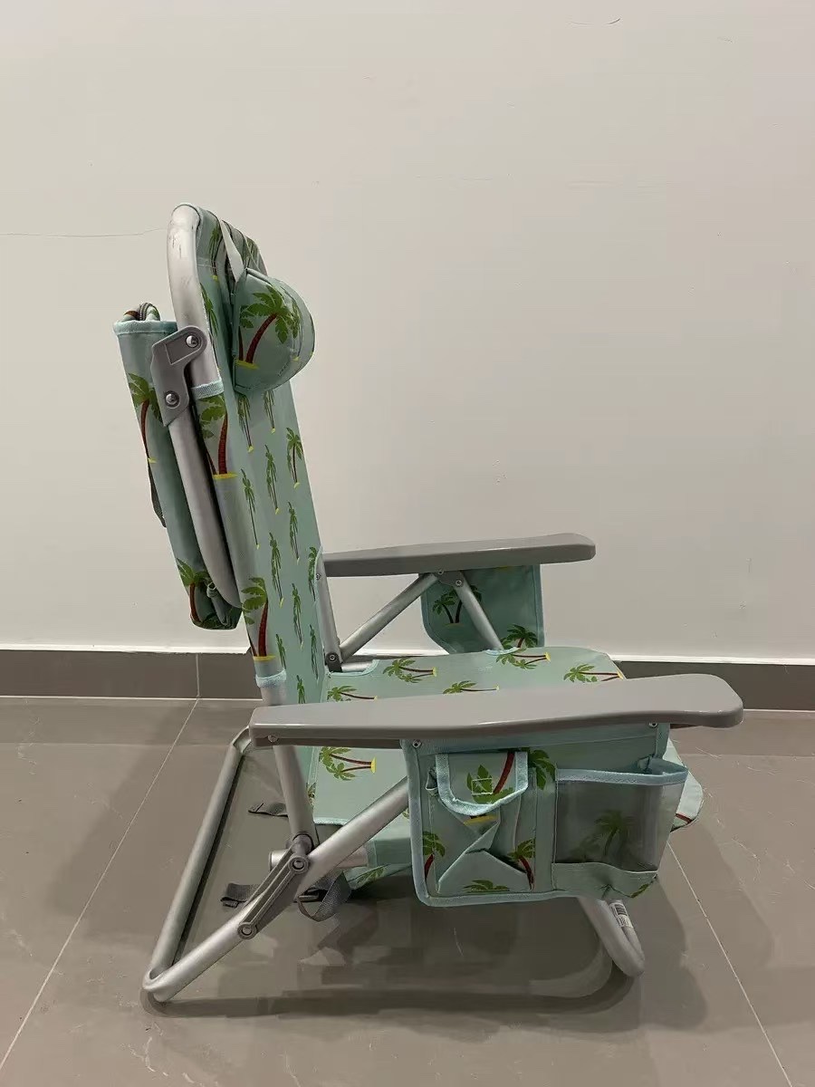 现货铝合金沙滩椅双肩背便携式折叠椅多档调节靠背躺椅野营休闲椅 详情图2