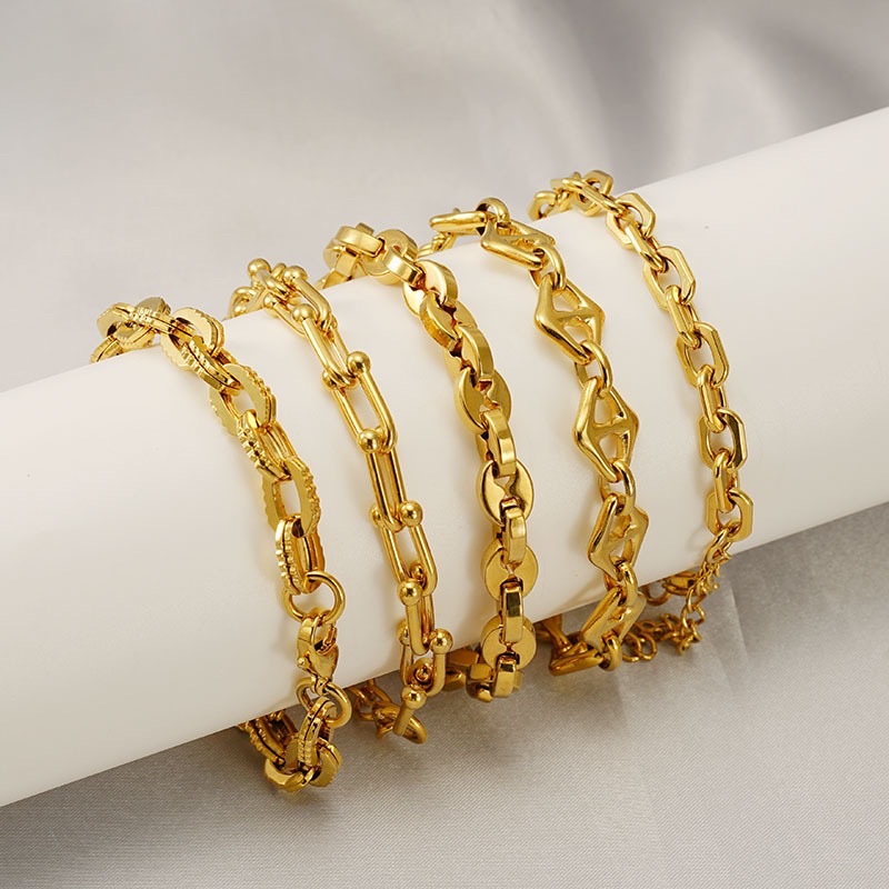 Stainless steel necklaces and bracelets, popular in Europe and America, in stock, environmentally friendly and color-preserving electroplated Specification image