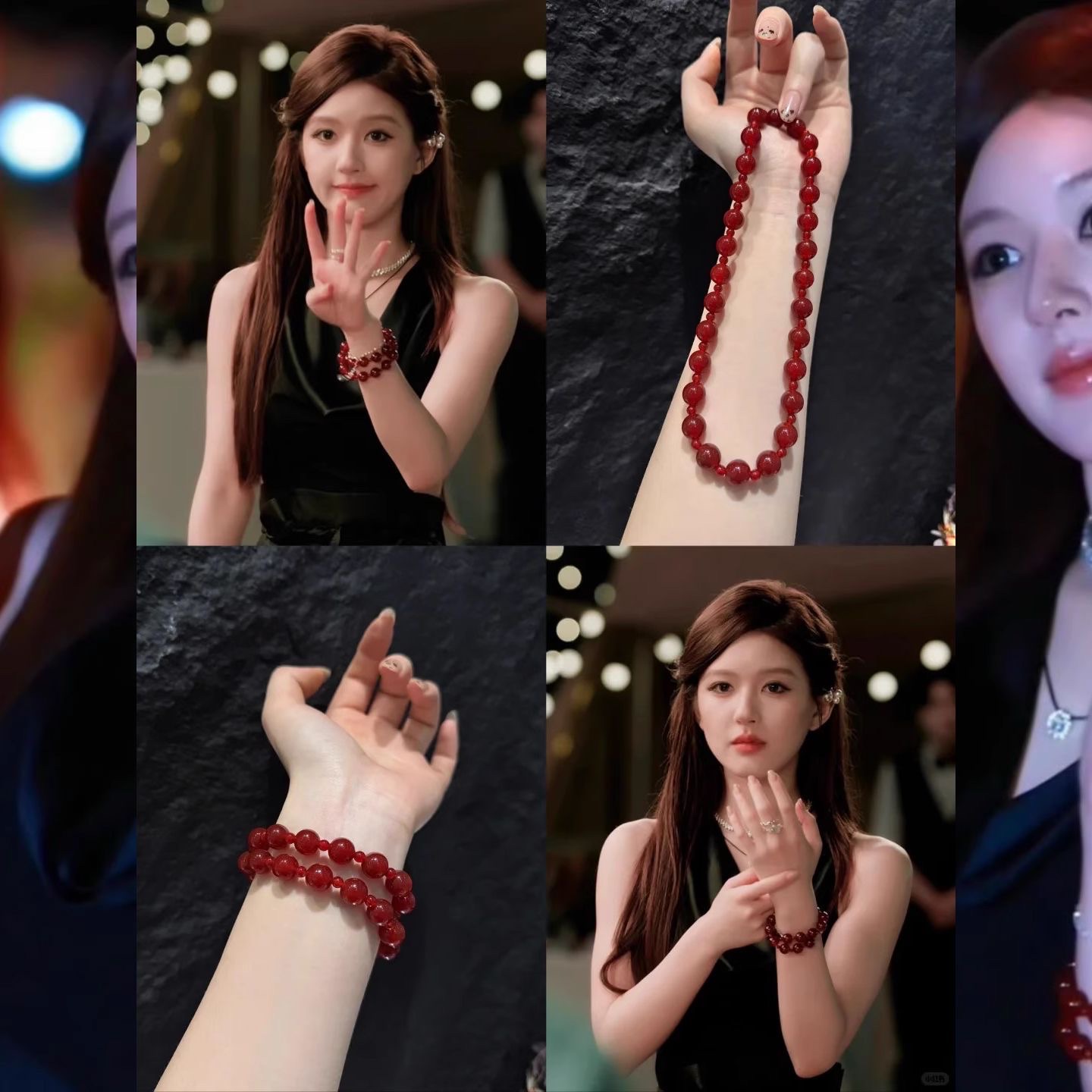 【 Xu Yan's Same Style 】 Lingyue Pavilion High Appearance Level Ice-type Red Agate Double Ring Bracelet, High-end Gift for Best Friends details Picture
