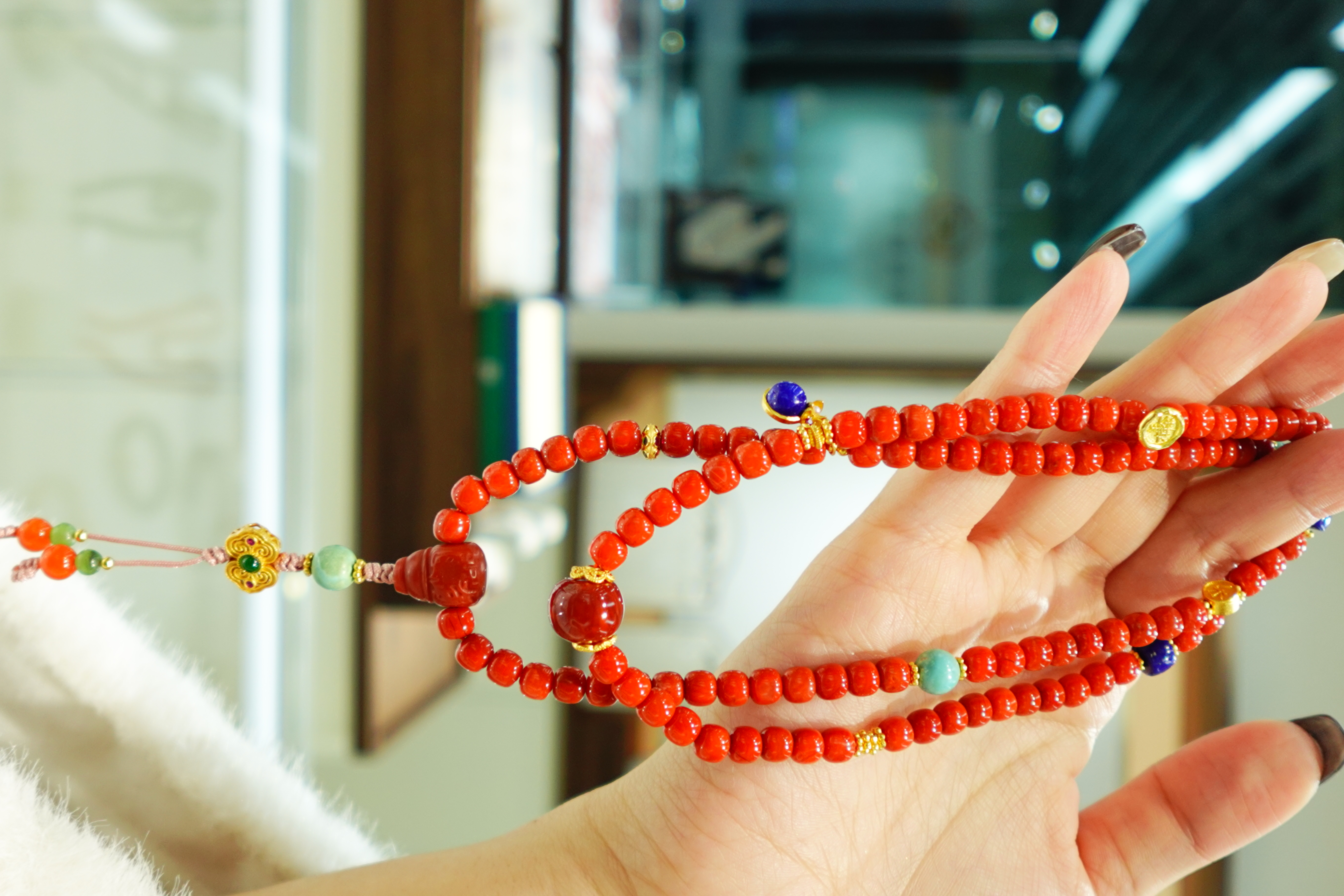 【一妃聚宝】南红项链纯手工DIY手链手串设计108颗原创设计毛衣链