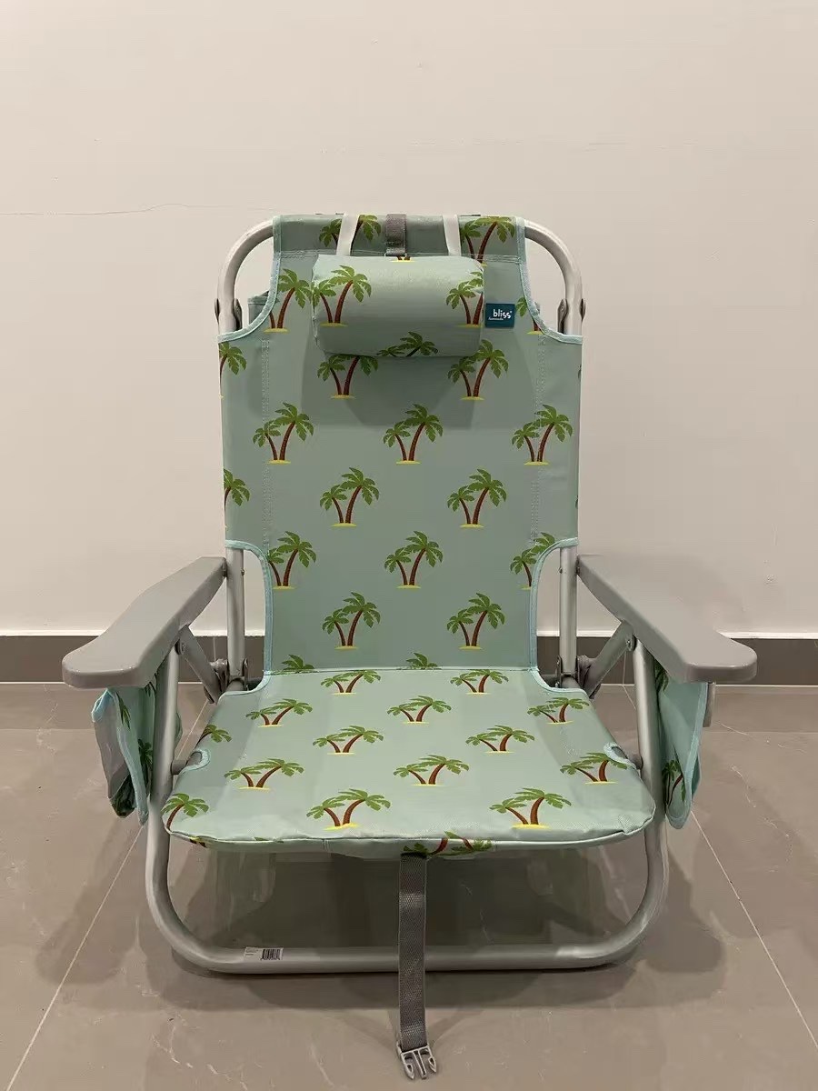 现货铝合金沙滩椅双肩背便携式折叠椅多档调节靠背躺椅野营休闲椅 