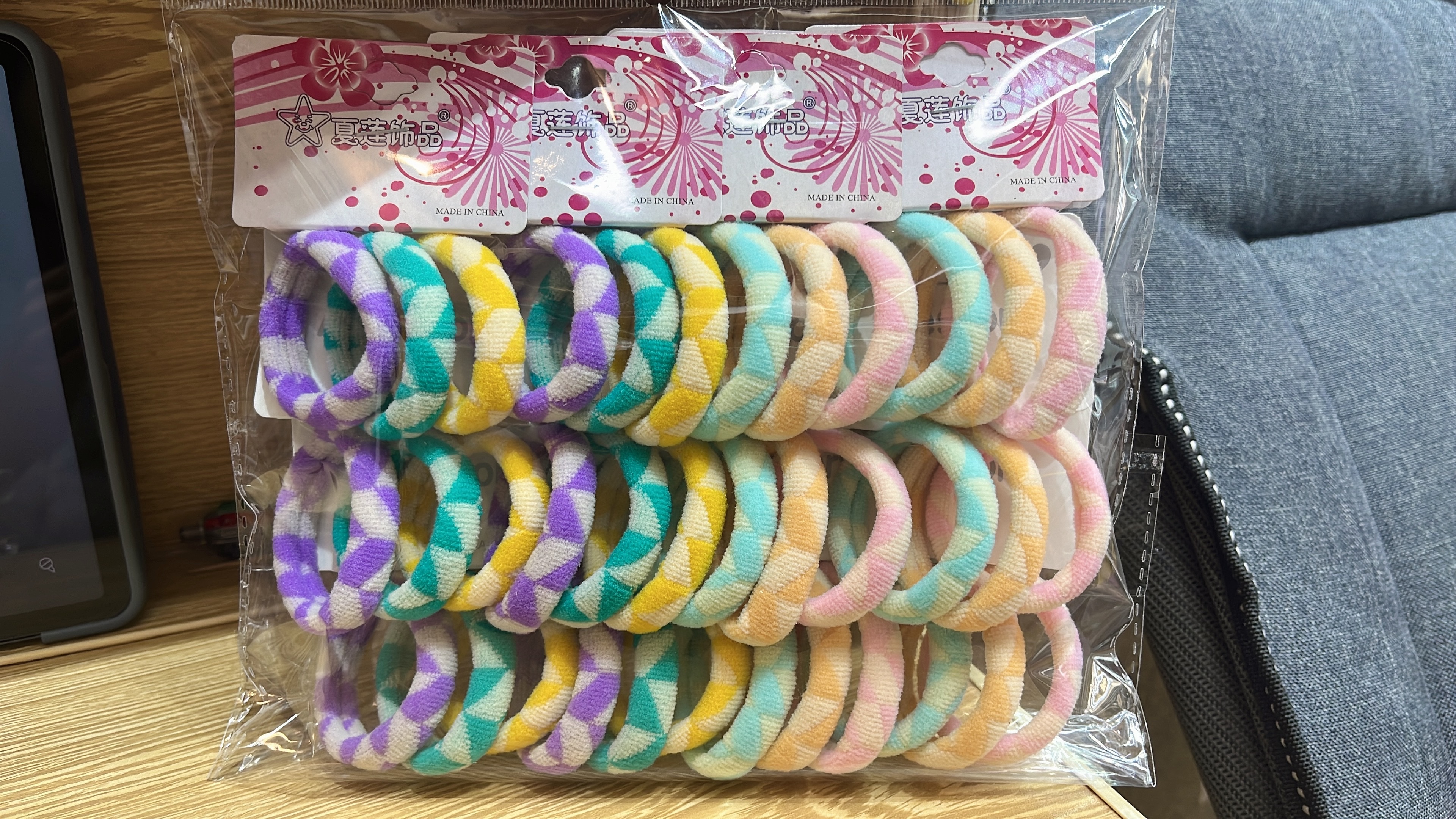 菲来雅女士拼接发绳韩版头箍头饰时尚简约百搭发饰品女款白底实物图