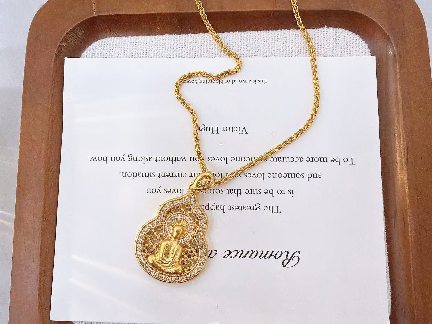 葫芦锆石工艺链条国风沙金项链 时尚首饰项链，电镀沙金真金详情图2