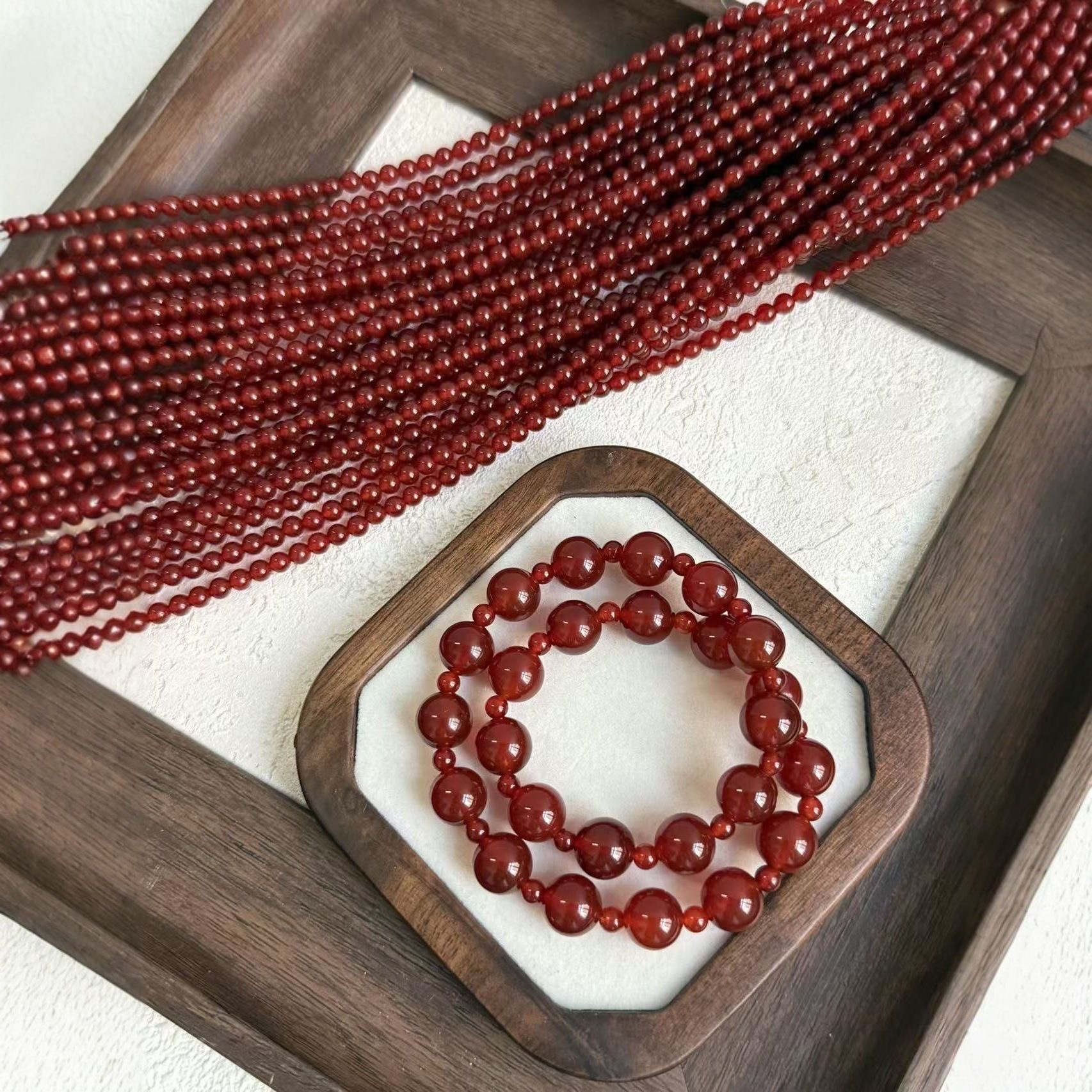 【 Xu Yan's Same Style 】 Lingyue Pavilion High Appearance Level Ice-type Red Agate Double Ring Bracelet, High-end Gift for Best Friends Item Picture