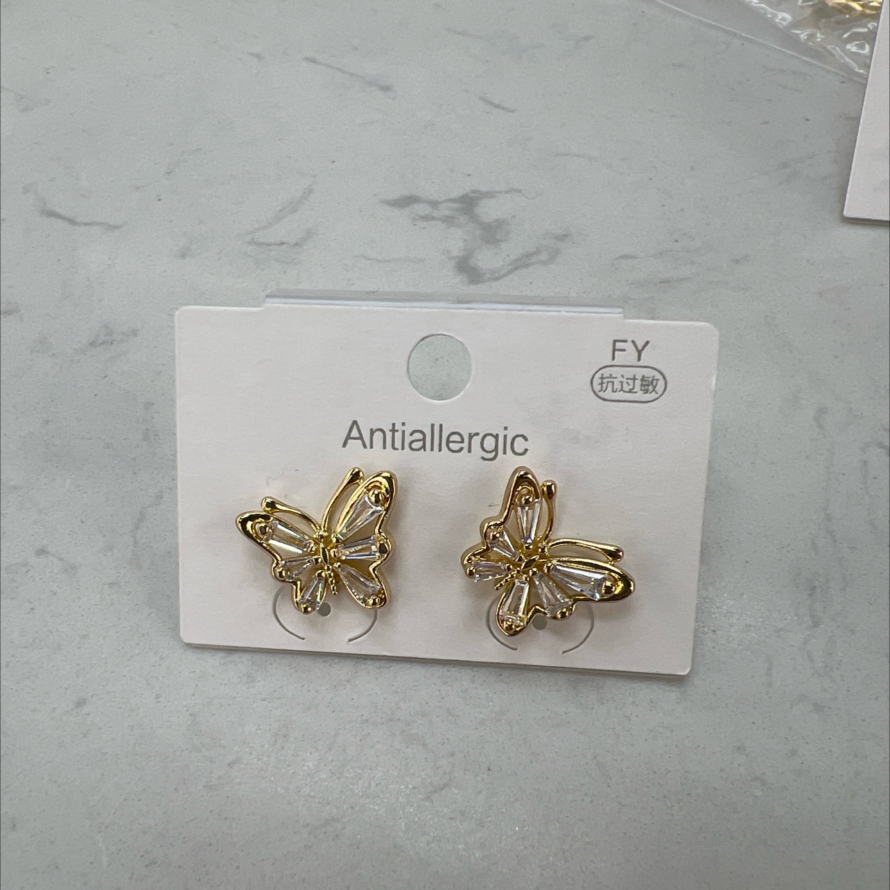 蝴蝶微镶锆石耳饰小饰品女生韩版