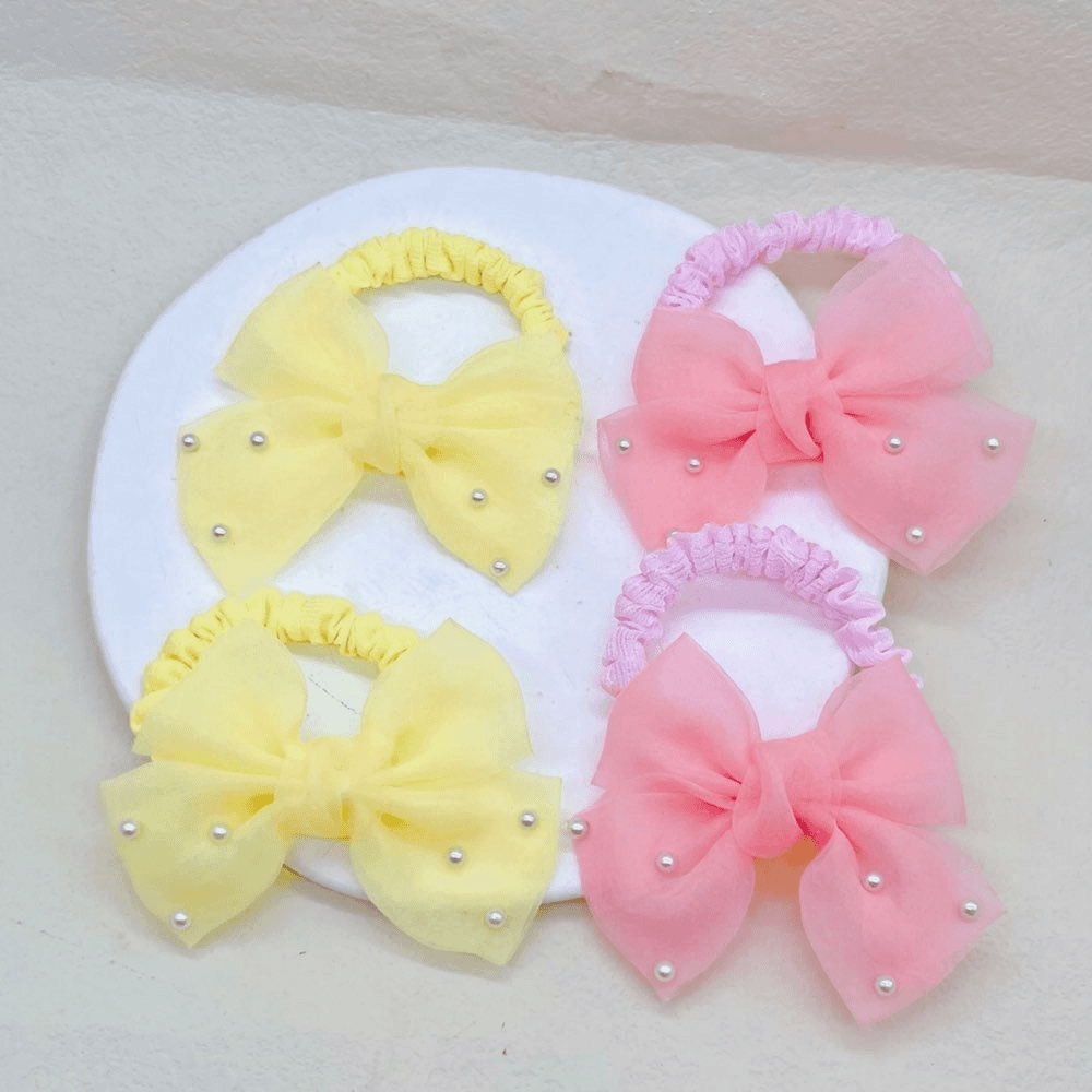 贝利饰品1公主儿童头绳扎头发女孩蝴蝶结皮筋宝宝头饰品珍珠发圈新款详情图3