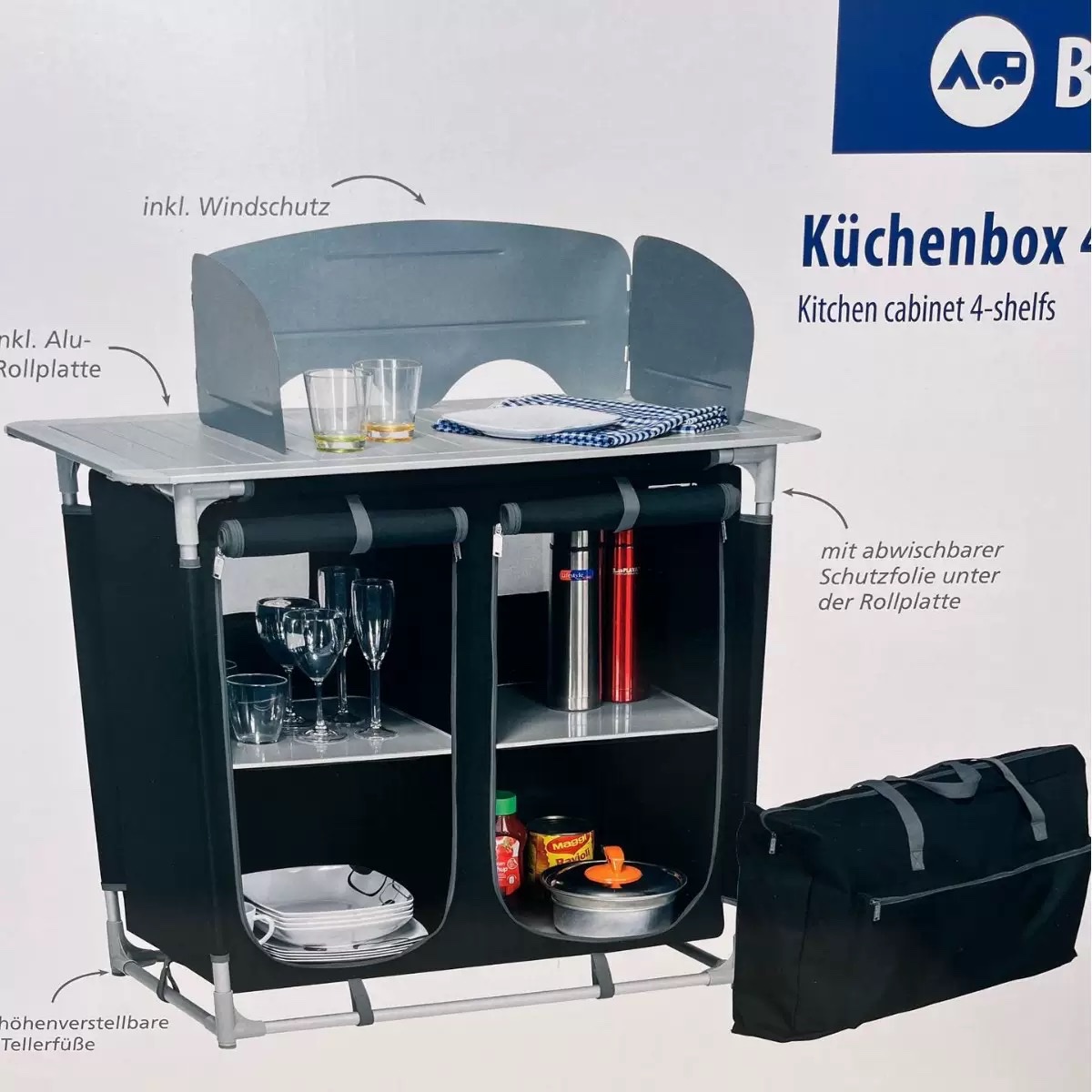 户外露营桌铝合金折叠桌野炊多层储物橱柜桌便携烹饪料理桌厨房 细节图