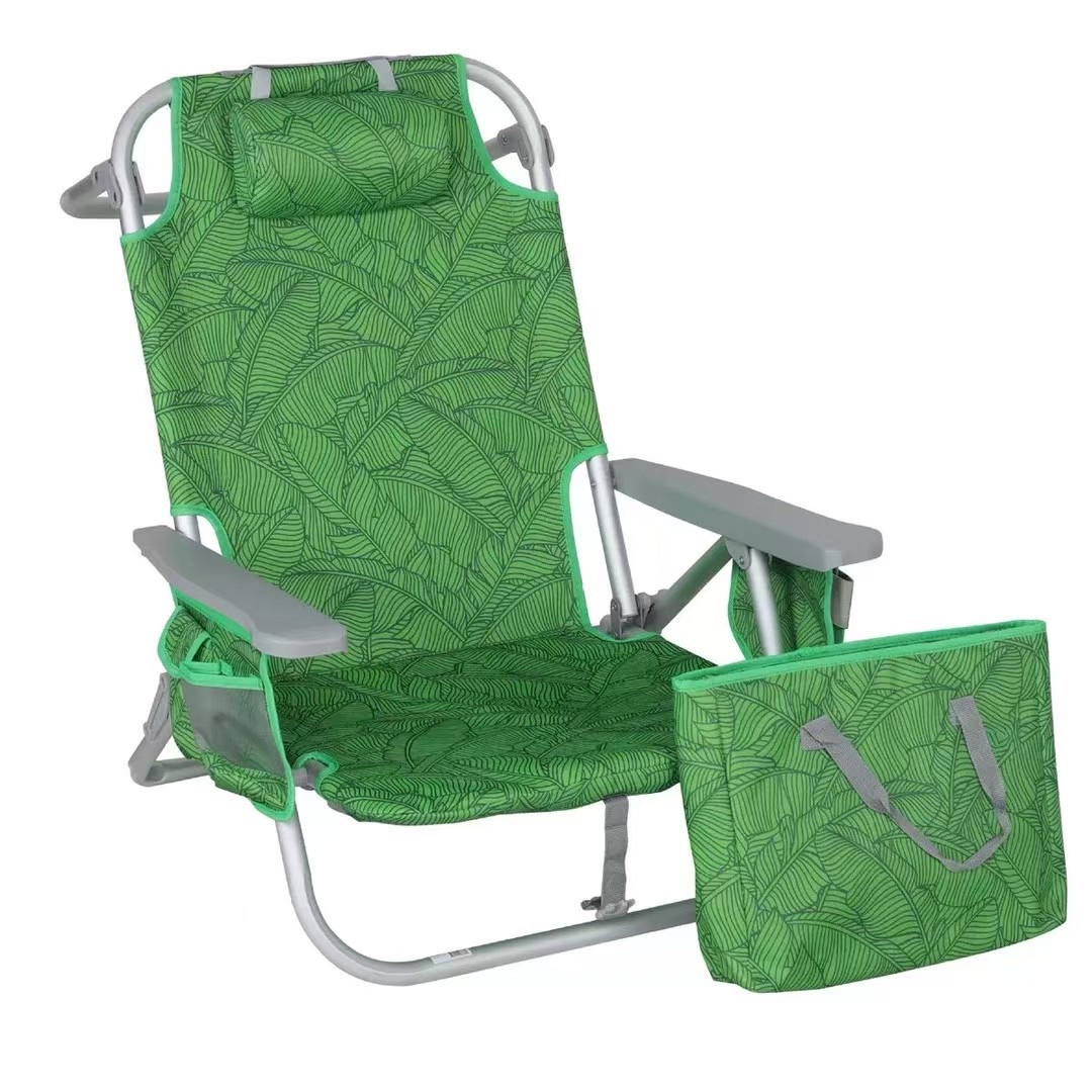 户外铝合金沙滩椅背包式折叠椅调档保温包扶手椅露营休闲躺椅