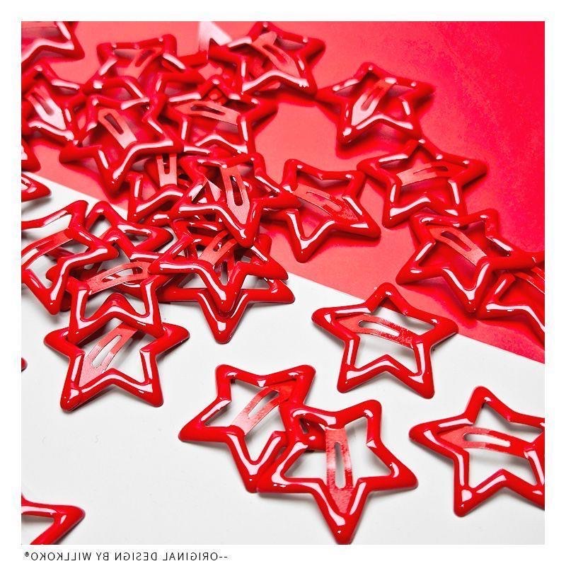 星星发夹中国风新年星星红色夹子儿童红色发夹氛围感红色大红色产品图