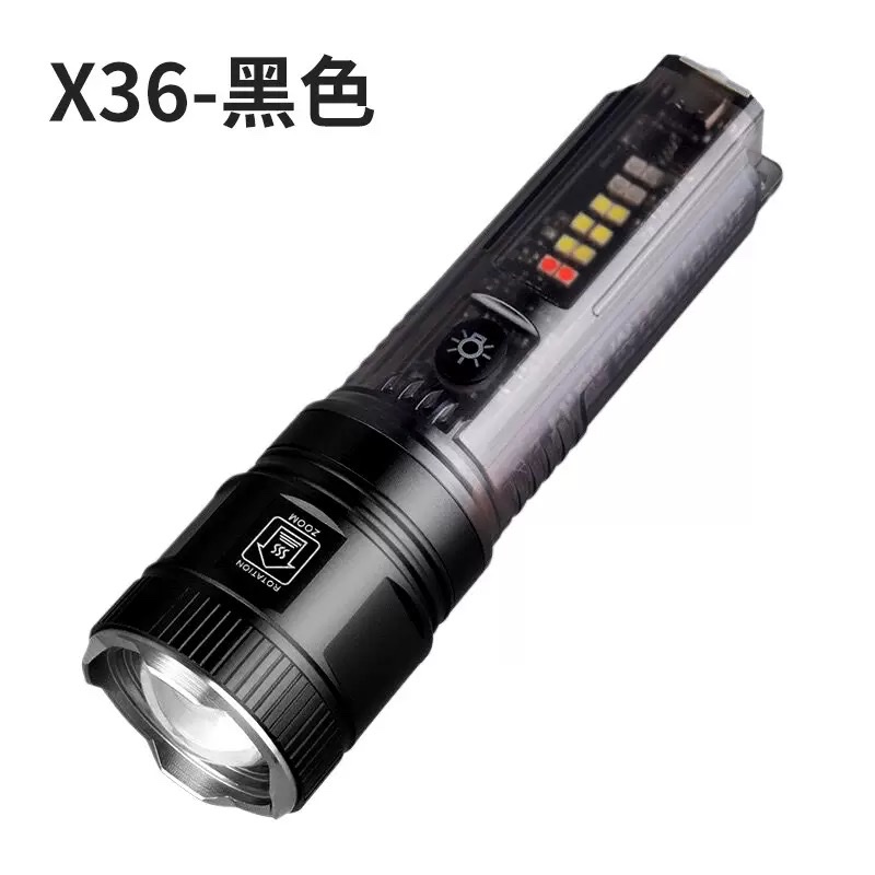 跨境新款户外白激光强光手电筒太阳能多功能充电手电超亮远射手电细节图