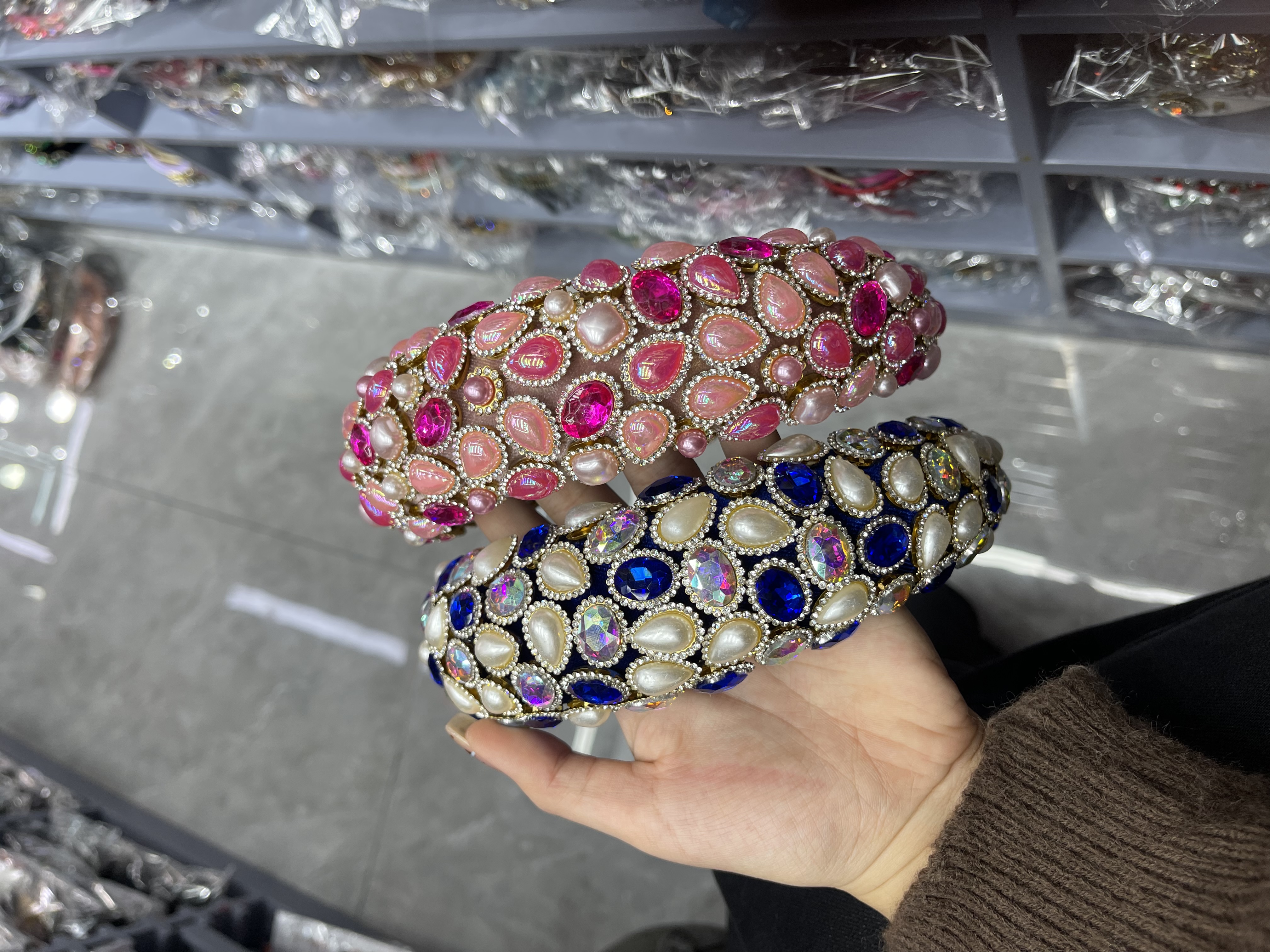 法式复古加厚海绵高颅顶气质头箍重工巴洛克夸张镶满钻珍珠发箍女