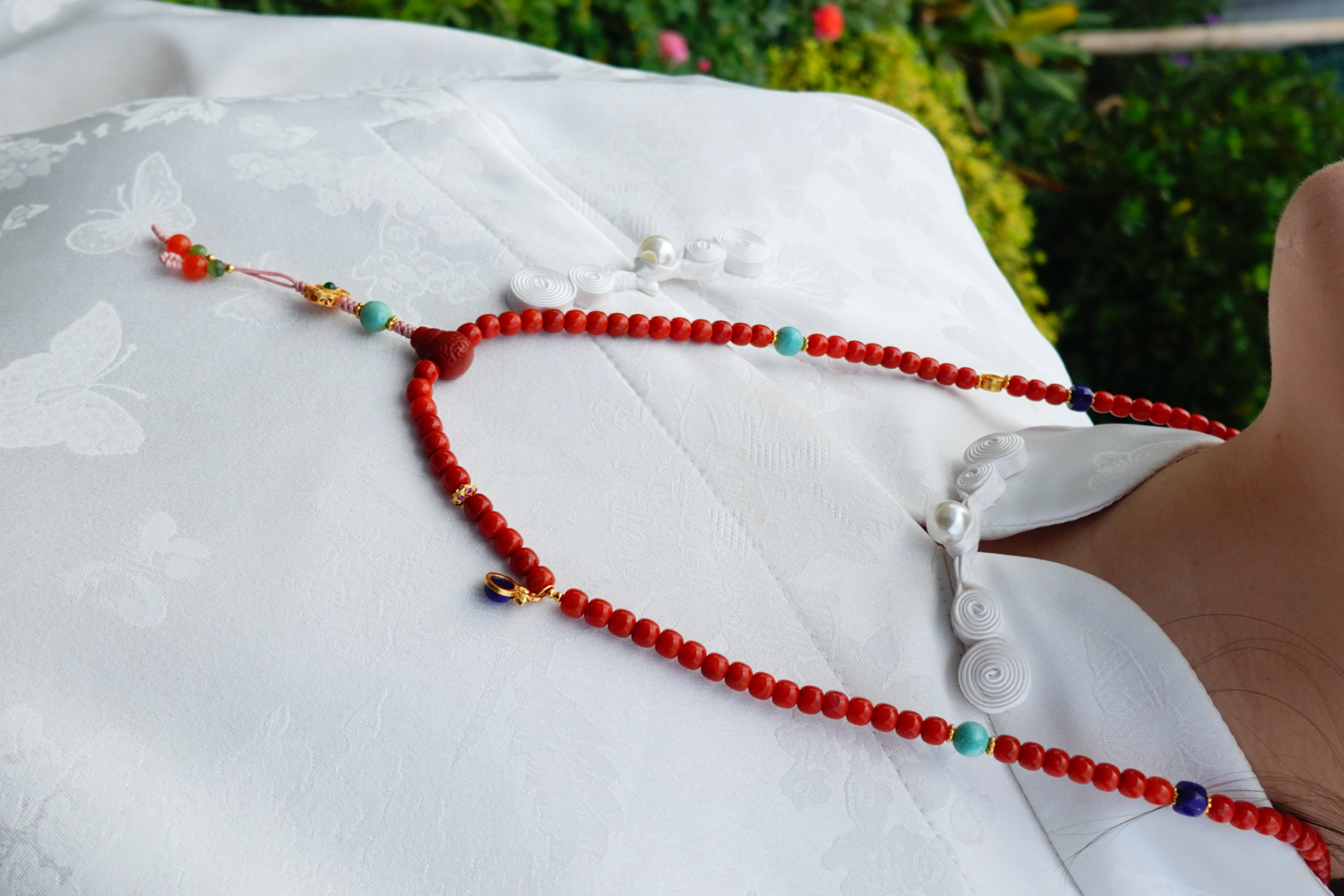 【一妃聚宝】南红项链纯手工DIY手链手串设计108颗原创设计毛衣链详情图7