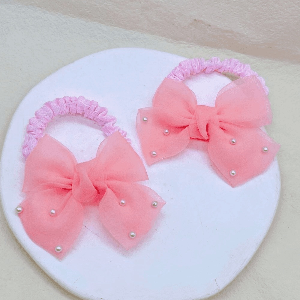 贝利饰品1公主儿童头绳扎头发女孩蝴蝶结皮筋宝宝头饰品珍珠发圈新款白底实物图