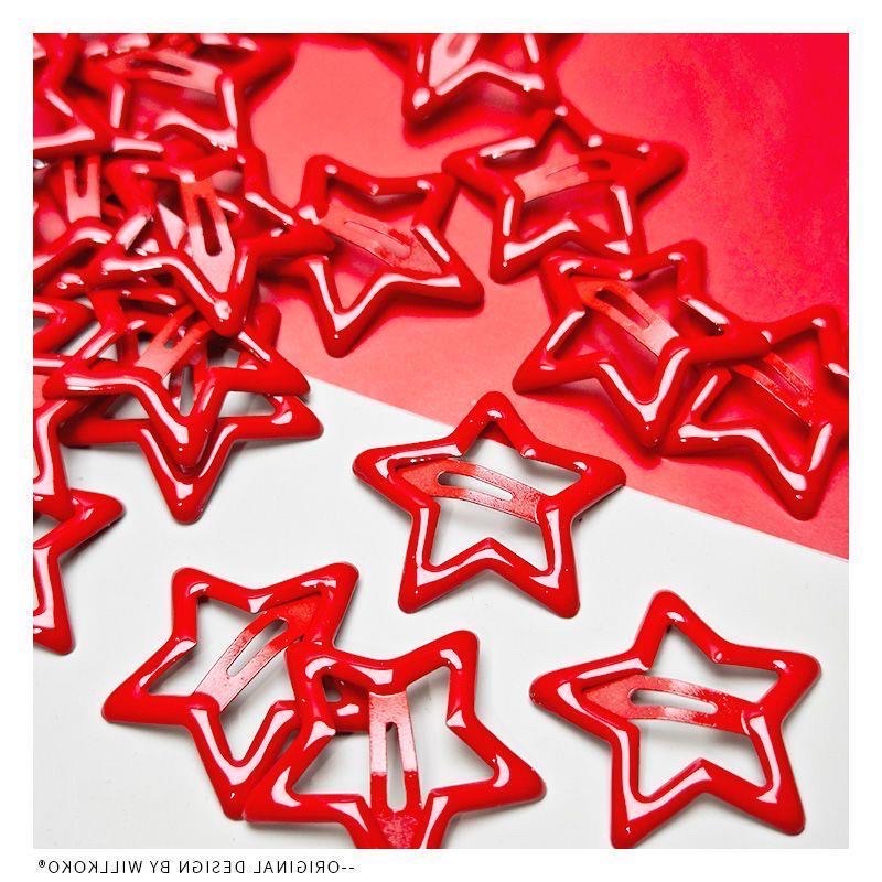 Star hairpins, Chinese style New Year, star red hairpins, children's red hairpins, atmosphere red, bright red