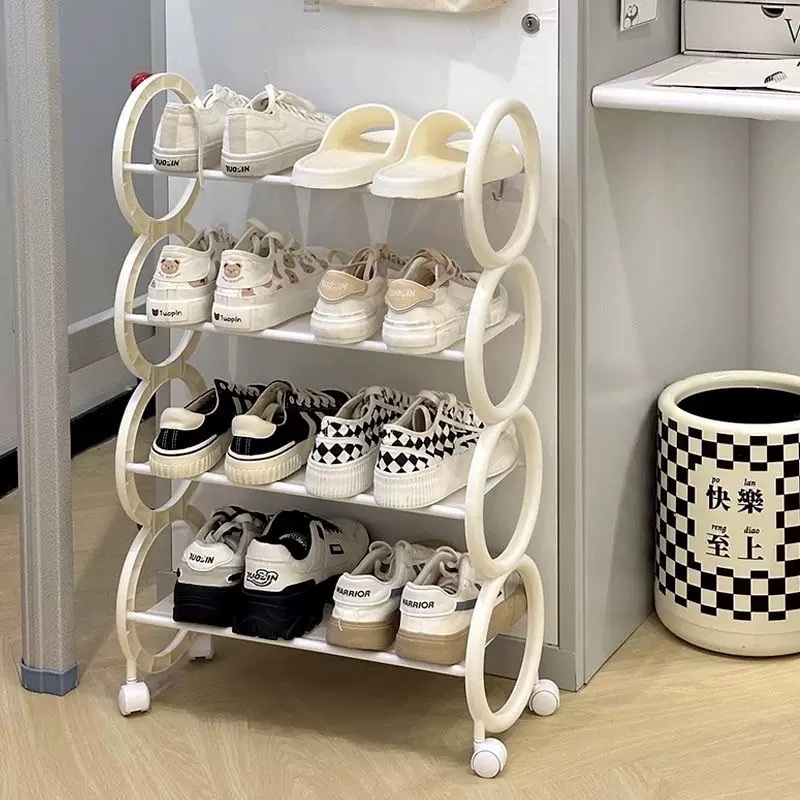 鞋架门口置物架宿舍出租房移动防尘风夹缝桌底收纳鞋柜详情图2