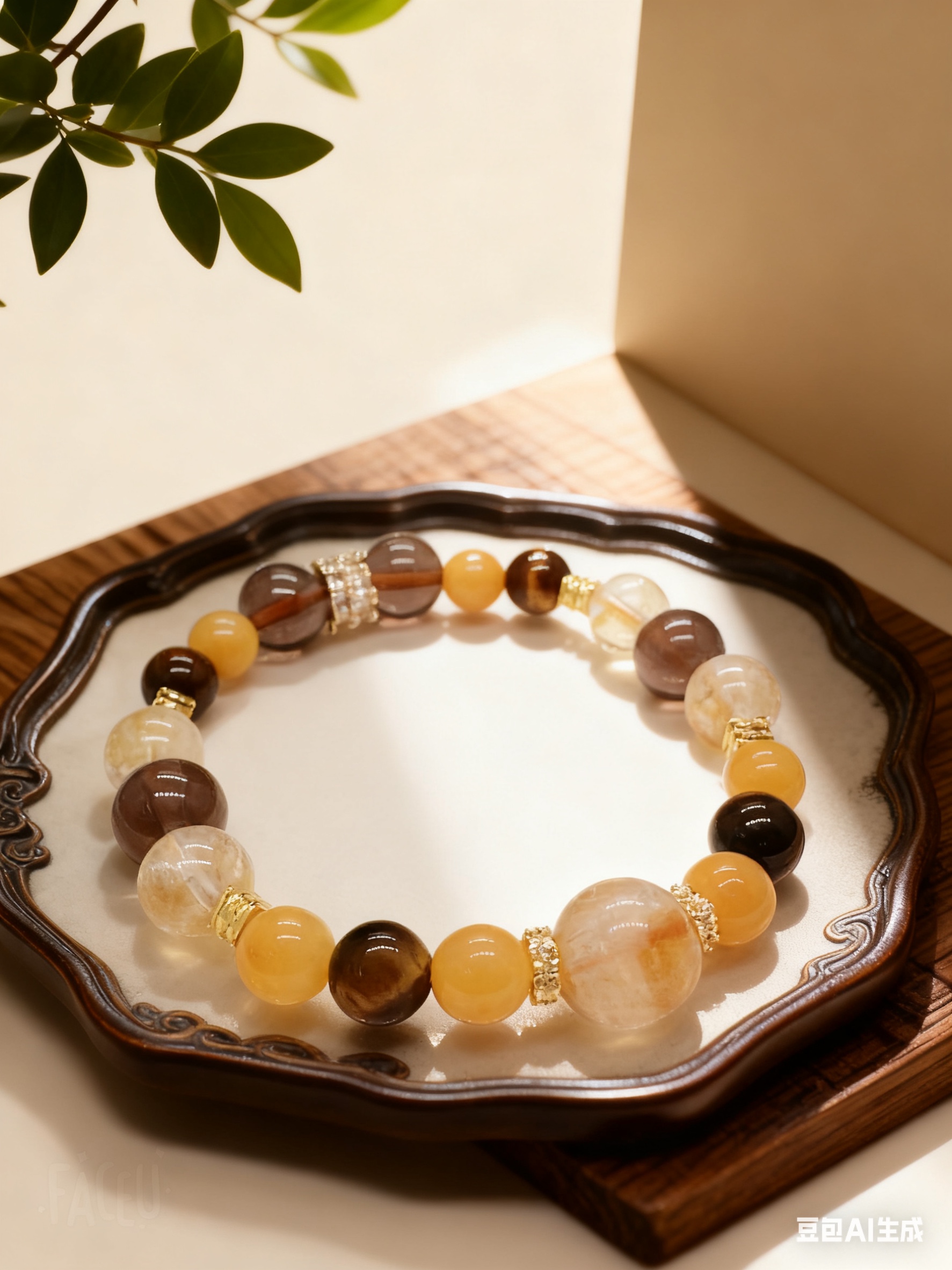 天然黄水晶手串黄塔晶搭配虎眼石黄玉石天然材质手工编织多款可选细节图