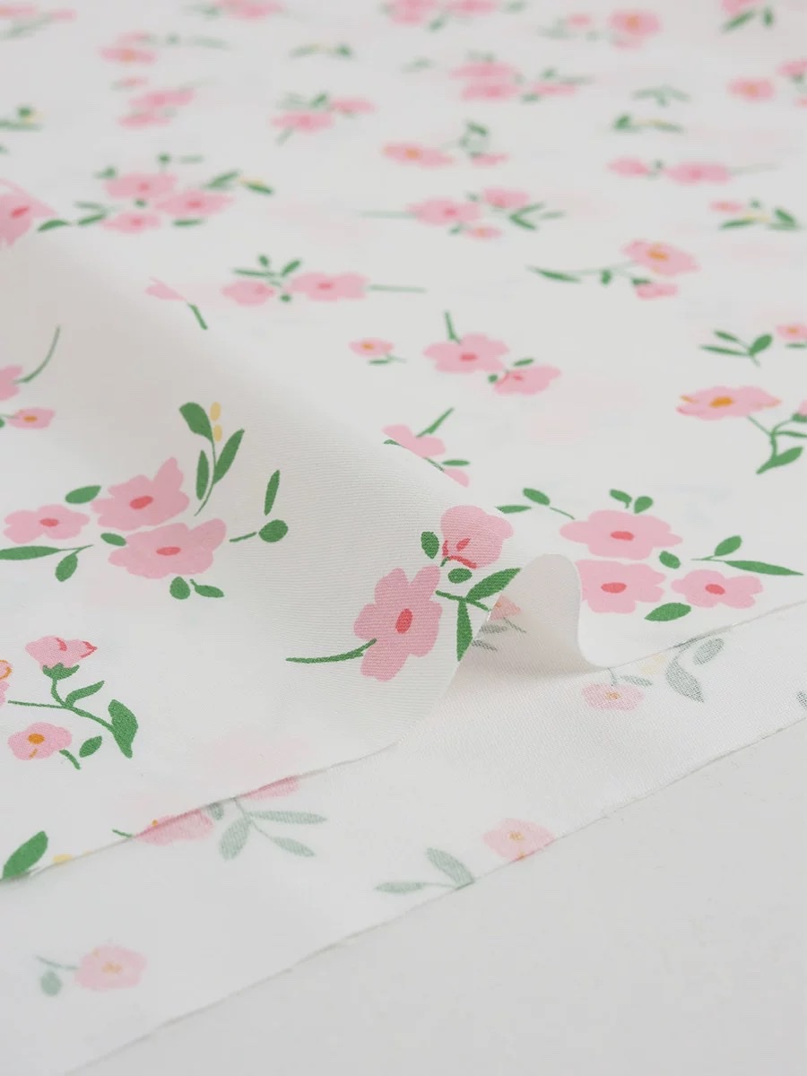 Pure cotton small floral fabric, 100% pure cotton for clothes, skirts, floral fabric, handcrafted fabric tips, cotton-padded jackets, cotton fabric Specification image