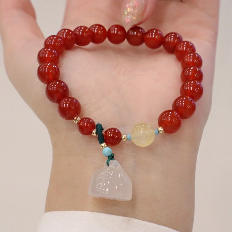 新款简约红玛瑙手链女玉髓莲蓬好运莲莲时尚女士手饰货源批发产品图