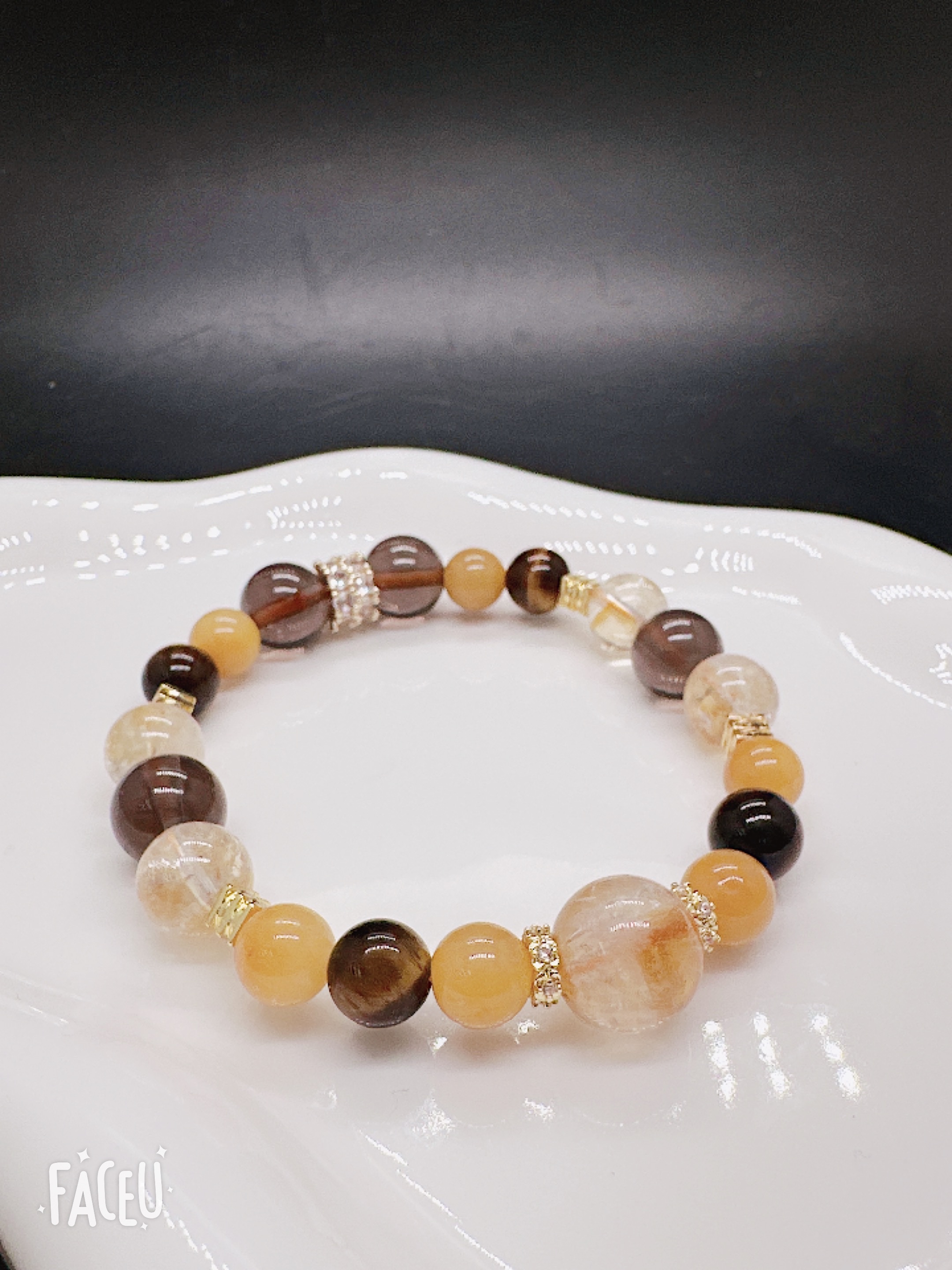 天然黄水晶手串黄塔晶搭配虎眼石黄玉石天然材质手工编织多款可选白底实物图