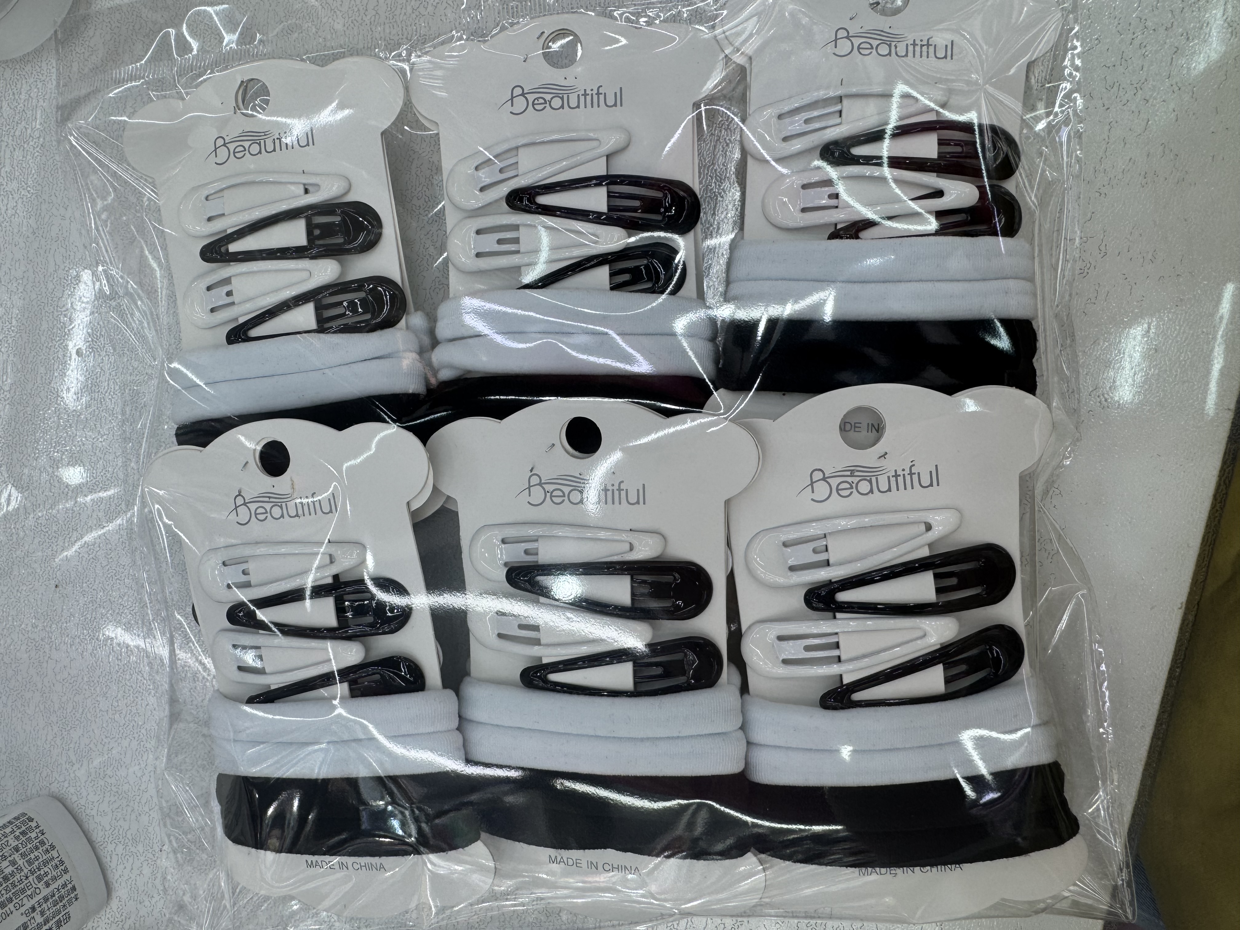 阳阳饰品2025年韩版流行组合皮筋夹子黑十白套装饰品头饰