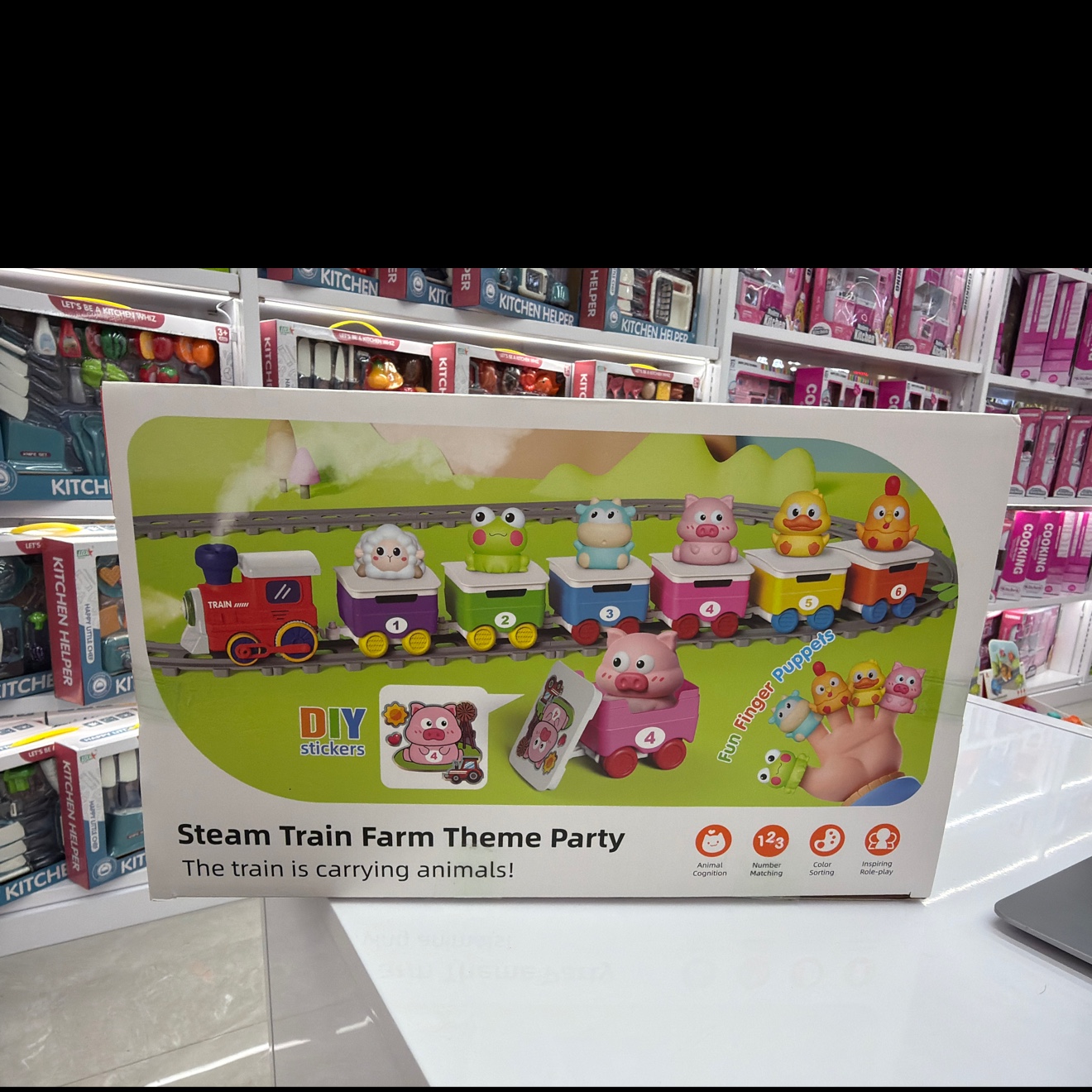 YE-303A  蒸汽轨道小火车，车厢动物手偶款