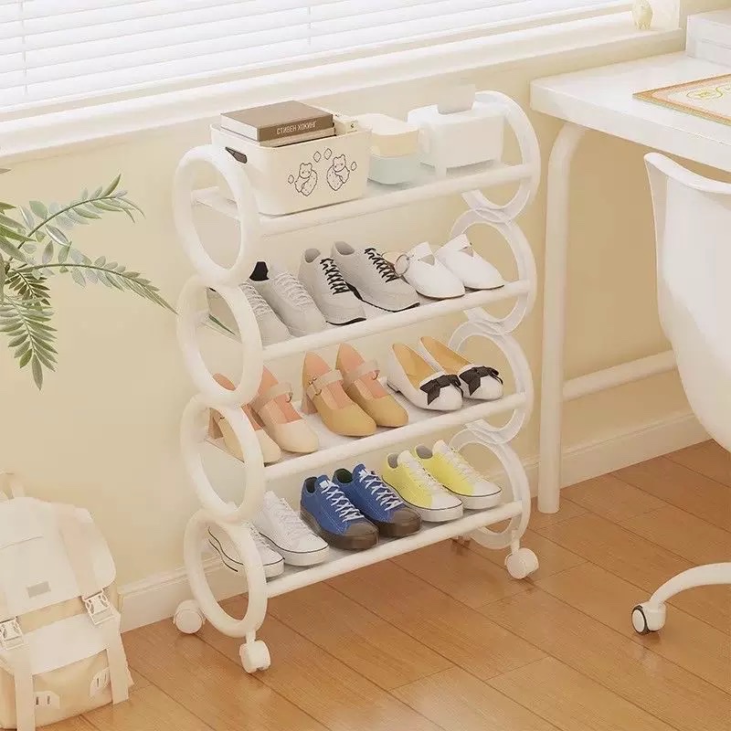 鞋架门口置物架宿舍出租房移动防尘风夹缝桌底收纳鞋柜