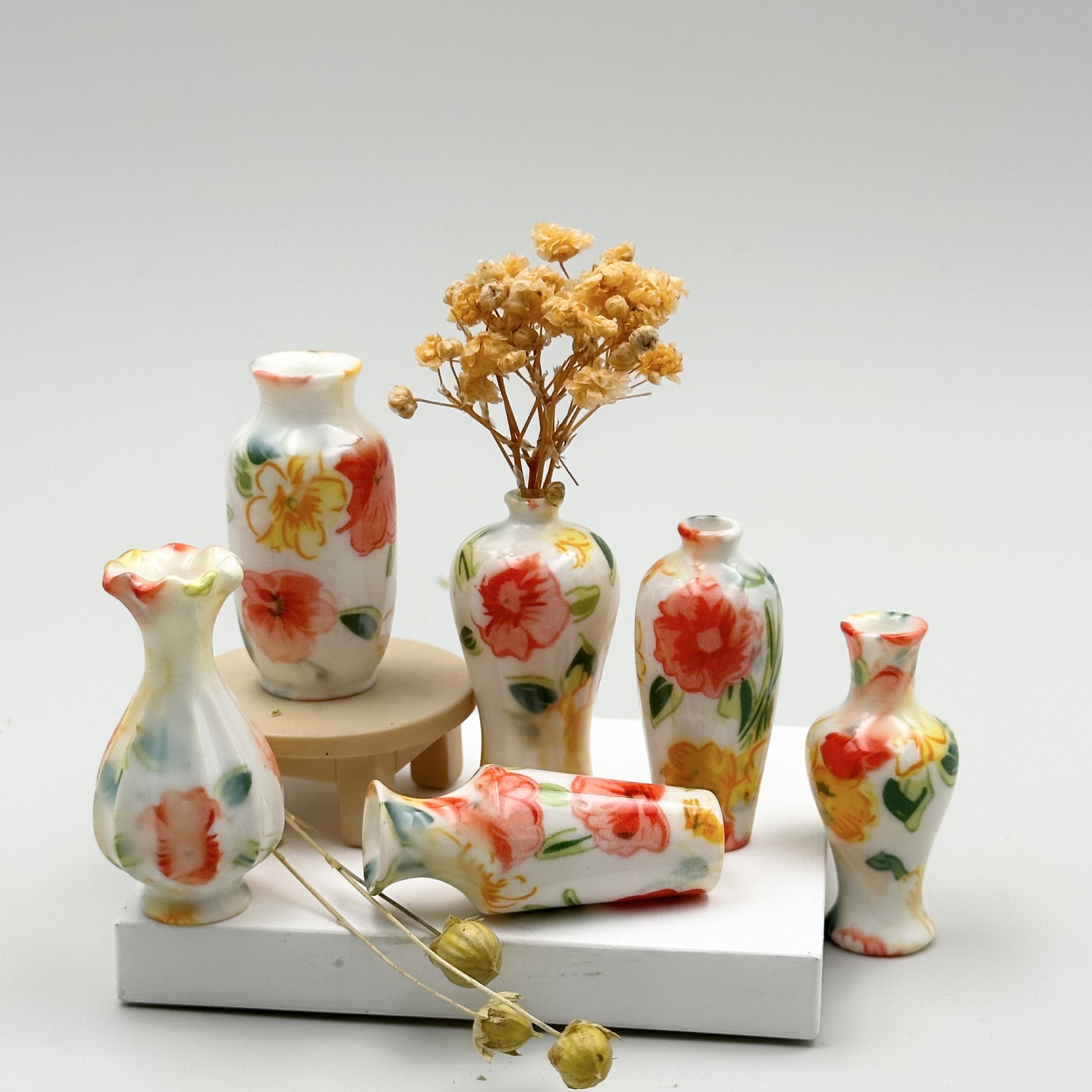 Simulated resin vases, Guofeng toys, flower arrangement ornaments, decorative dollhouses, diy miniature landscape design sense, indoor and outdoor detail image 8