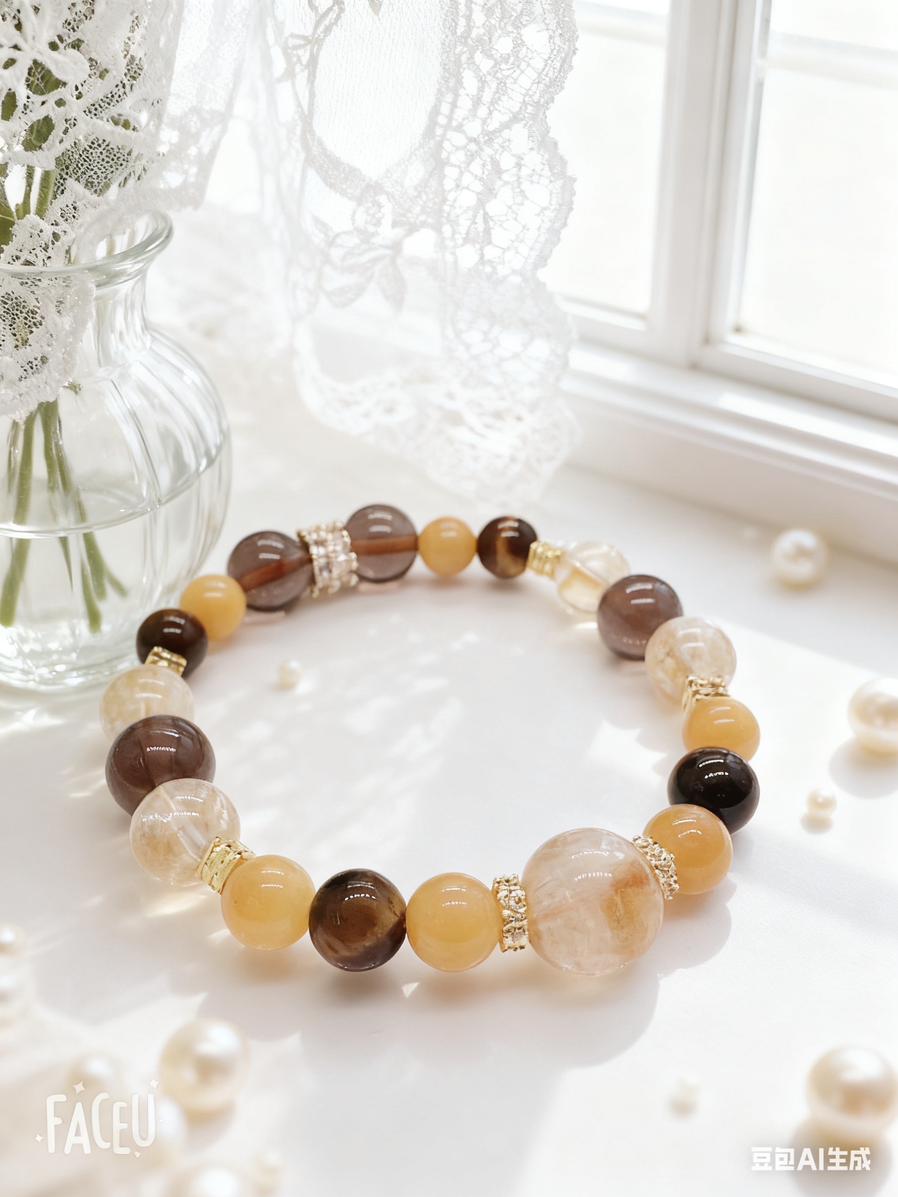 天然黄水晶手串黄塔晶搭配虎眼石黄玉石天然材质手工编织多款可选