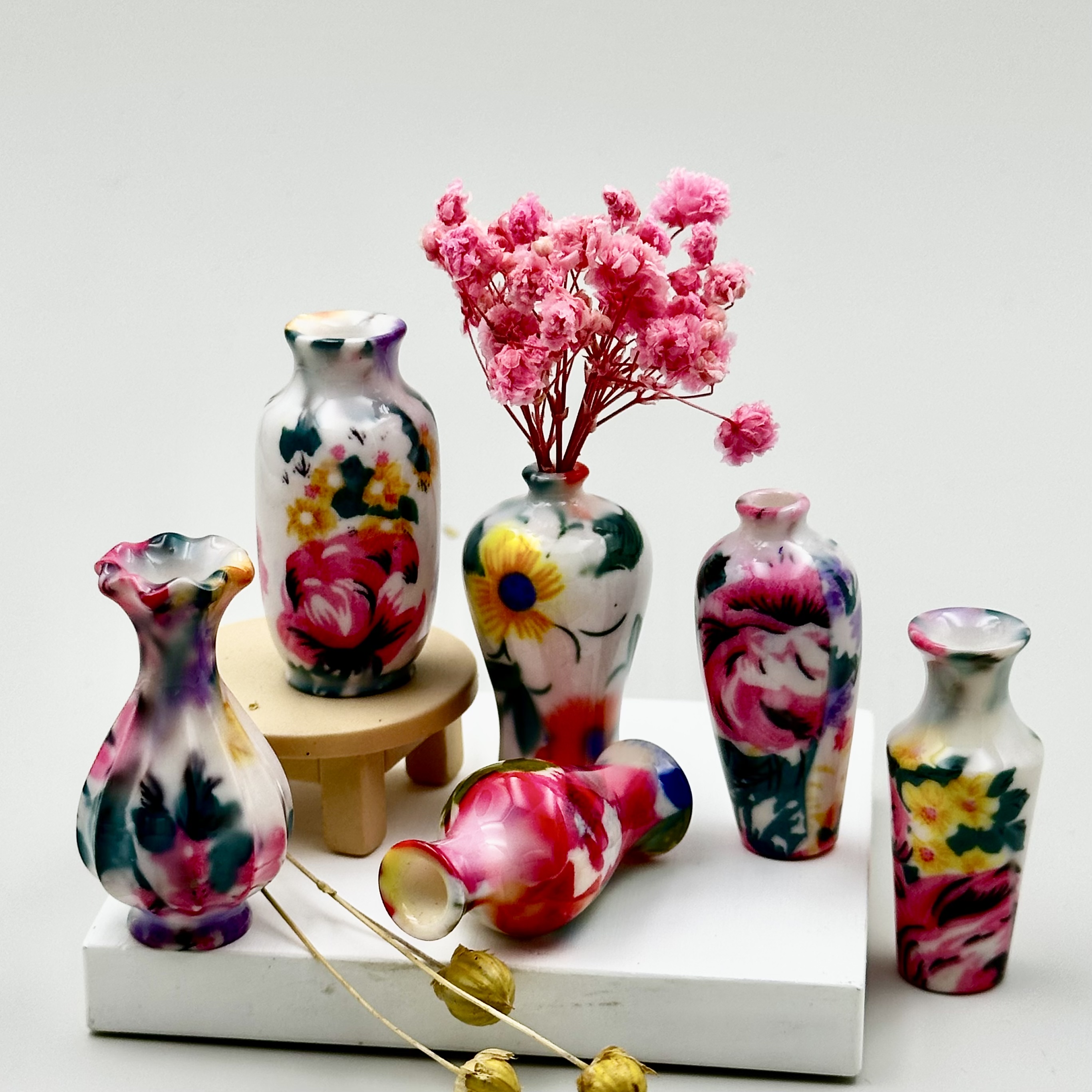 Simulated resin vases, Guofeng toys, flower arrangement ornaments, decorative dollhouses, diy miniature landscape design sense, indoor and outdoor detail image 11