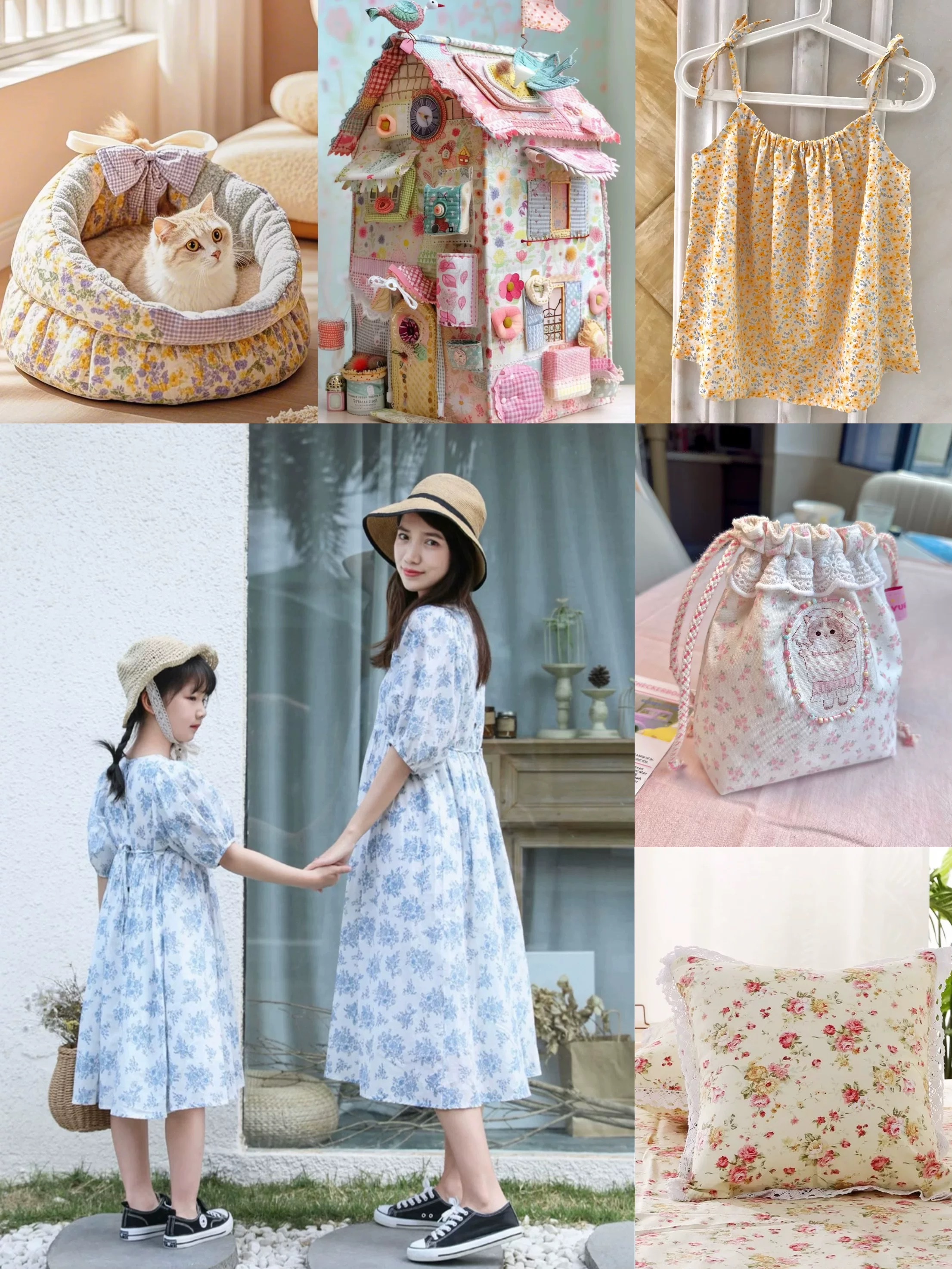 Pure cotton small floral fabric, 100% pure cotton for clothes, skirts, floral fabric, handcrafted fabric tips, cotton-padded jackets, cotton fabric Application Scenario