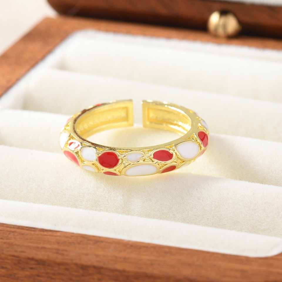 Women's personalized children's rings, vintage enamel jewelry, fashionable accessories, multiple choices, beautiful enamel colorful rings, stackable, adjustable in size and color, customizable jewelry accessories, vintage ring accessories detail image 2