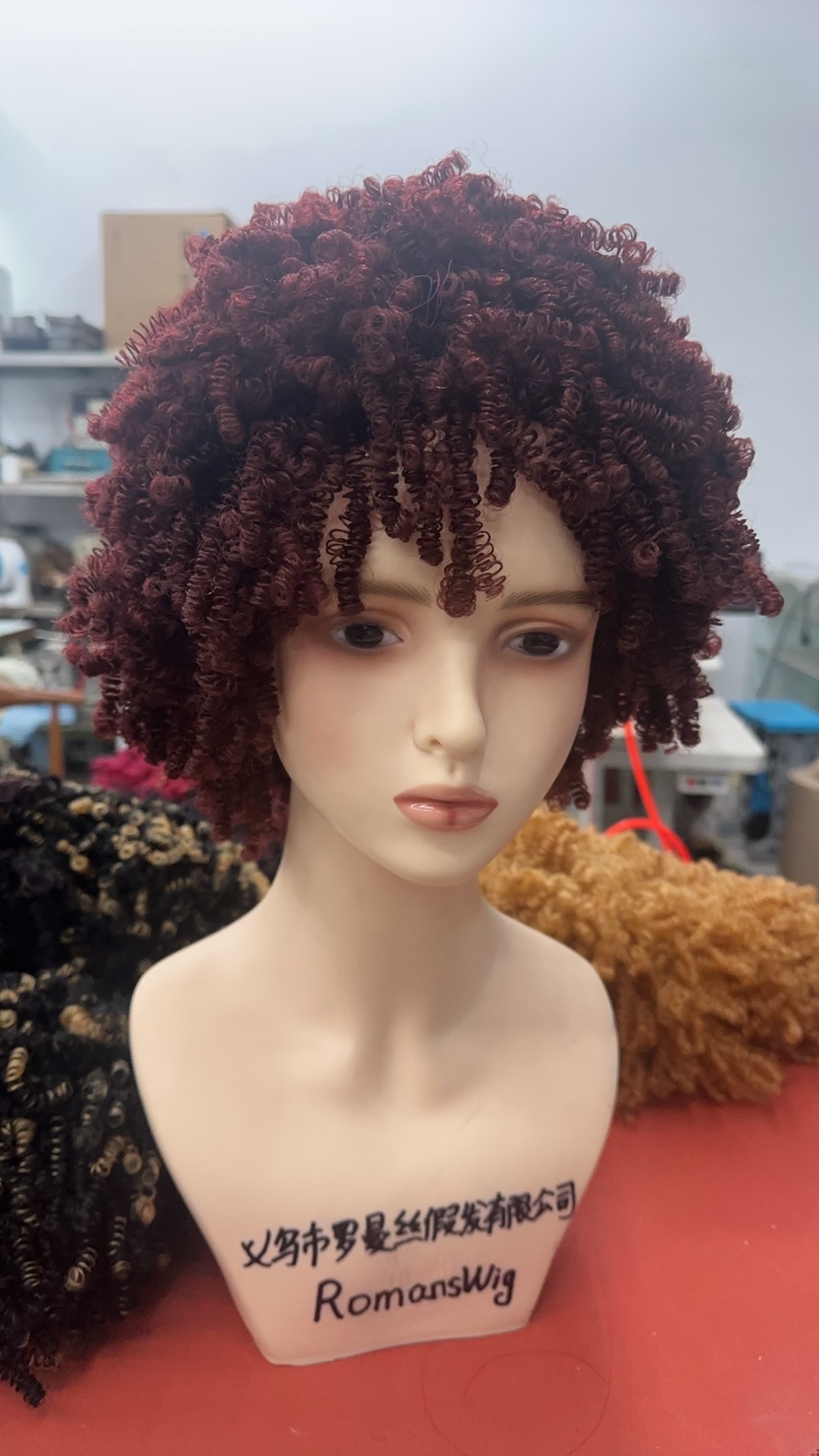 African small curls, short spiral curls, spring curls, after stretching and straightening, 16-18 inches in length, with a diameter of 6 millimeters. Fan hair, made by Italian imported car hair machine technology details Picture