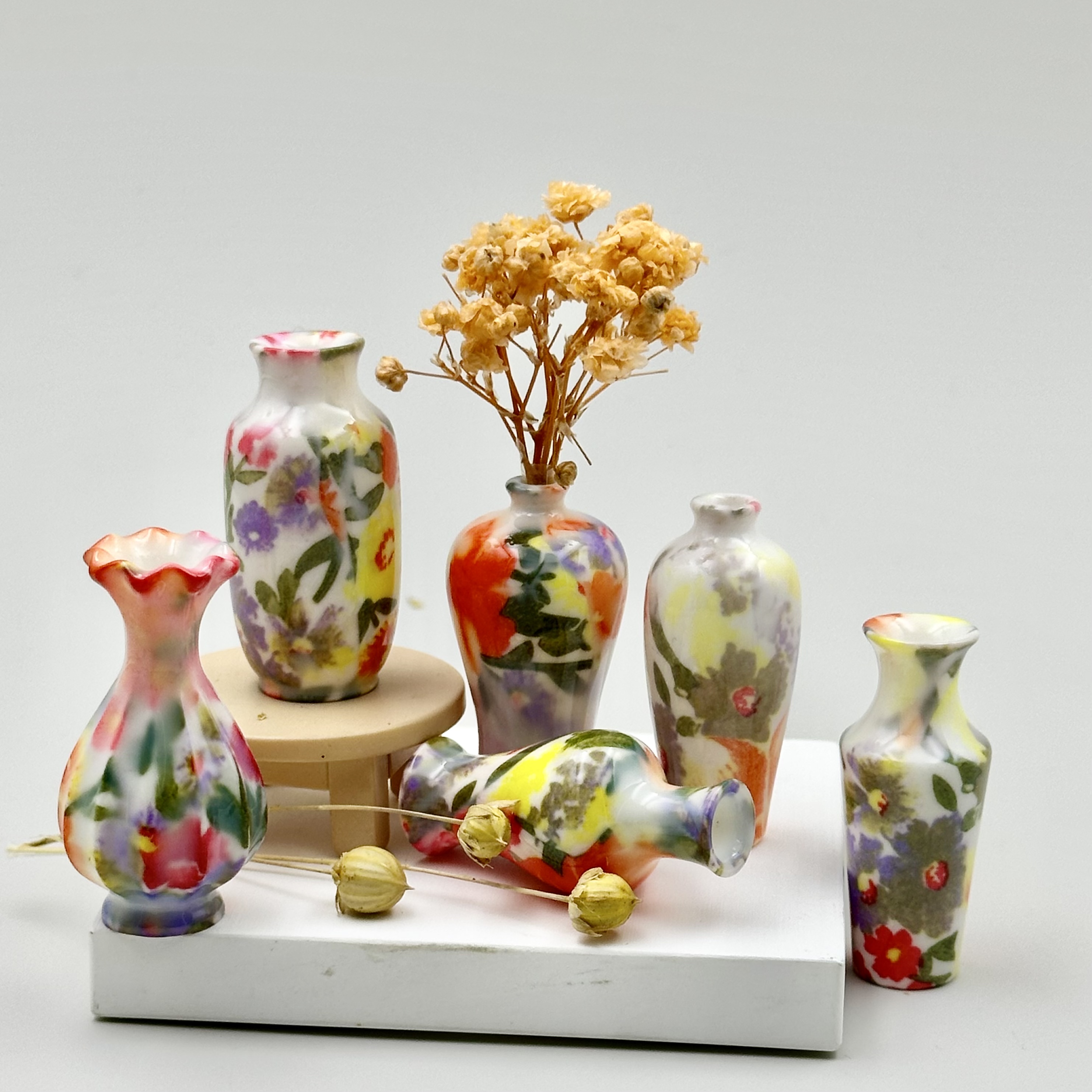 Simulated resin vases, Guofeng toys, flower arrangement ornaments, decorative dollhouses, diy miniature landscape design sense, indoor and outdoor detail image 7