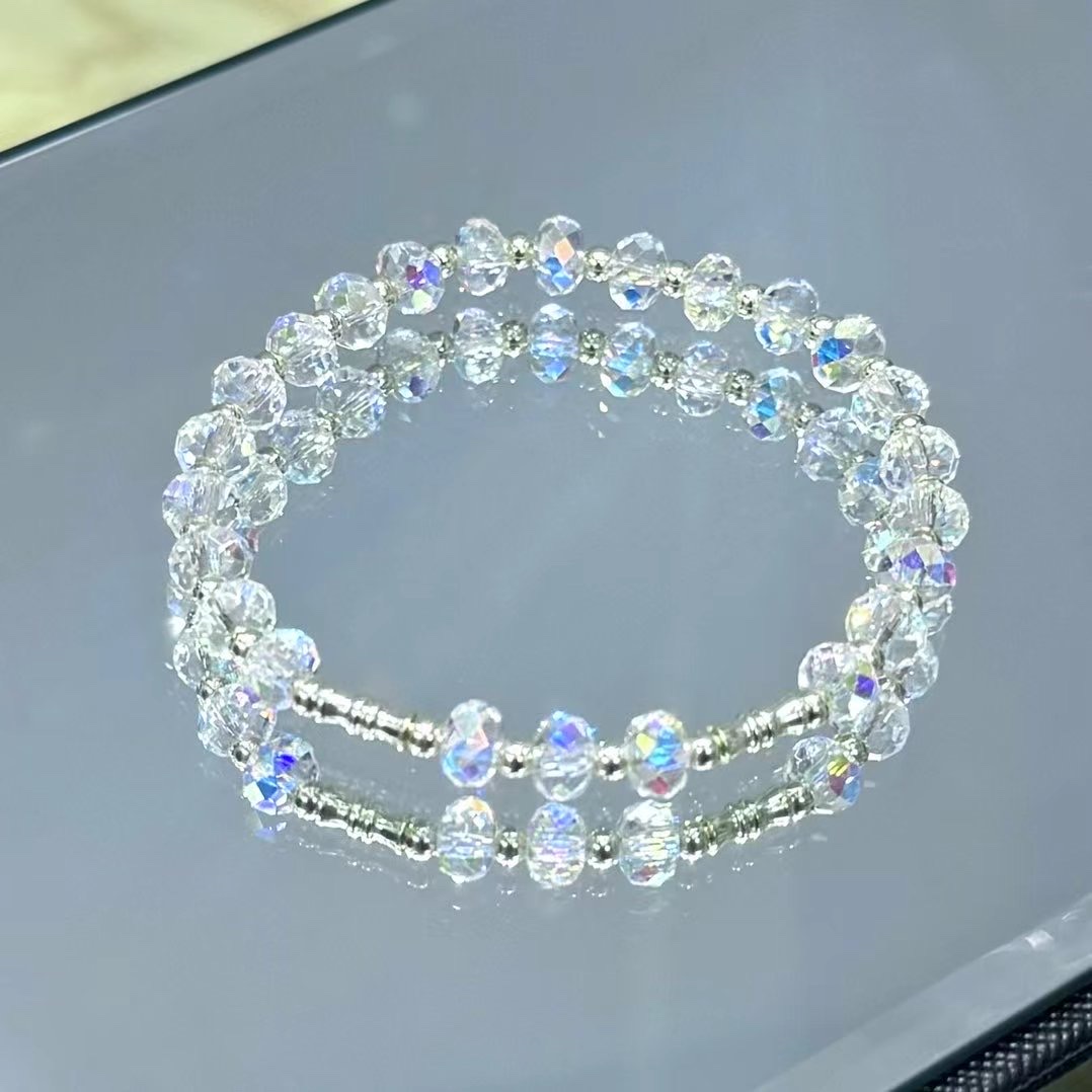 白水晶外加铜镀真金工艺水晶手串饰品