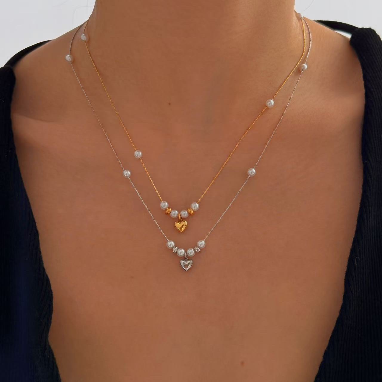 爱心珍珠吊坠项链