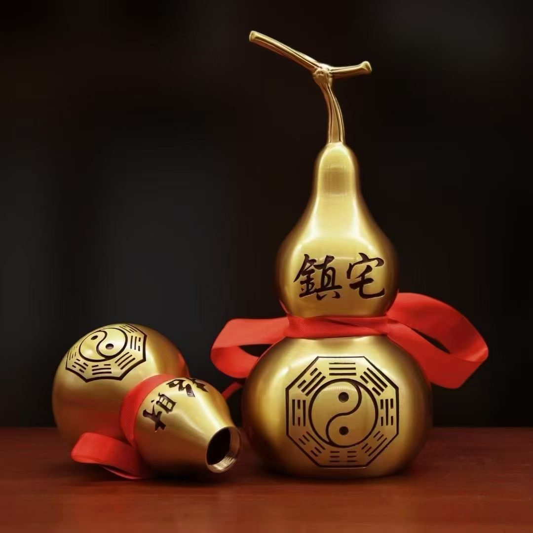 2025铜摆件工艺品纯铜铜制品铜葫芦可开口摆件水晶球水晶手缝水晶水晶球晶洞